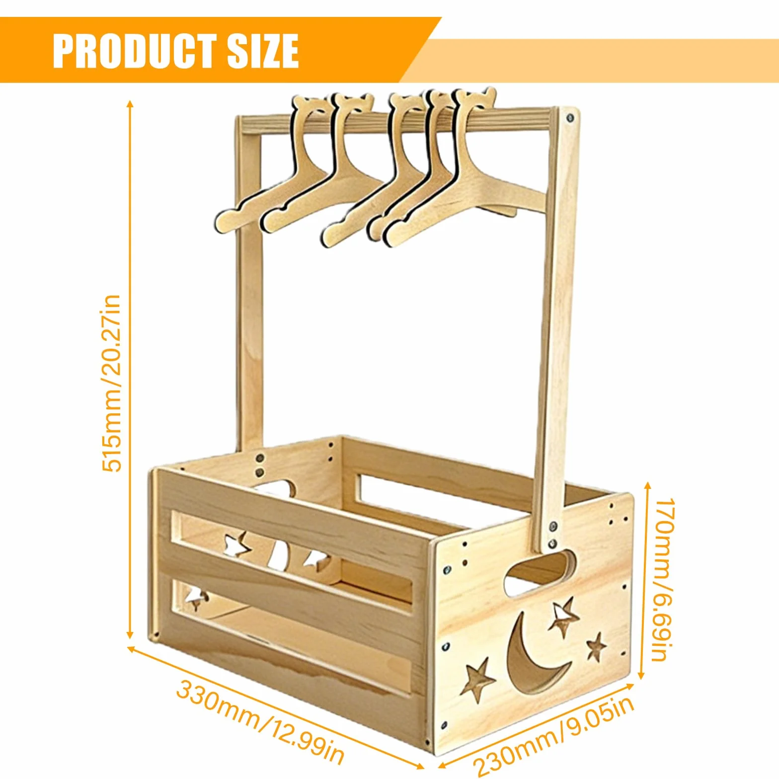 Cesta de madera para regalo de bebé con asa, almacenamiento para baby shower, color
