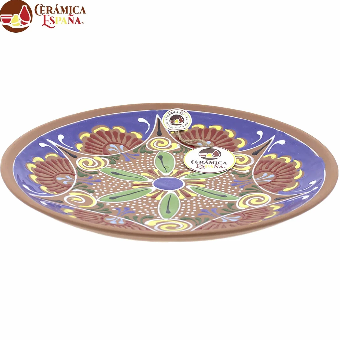 CERÁMICA ESPAÑA Plato decorativo pared Modelo D30 28x28x4.5 cm Hecho a mano