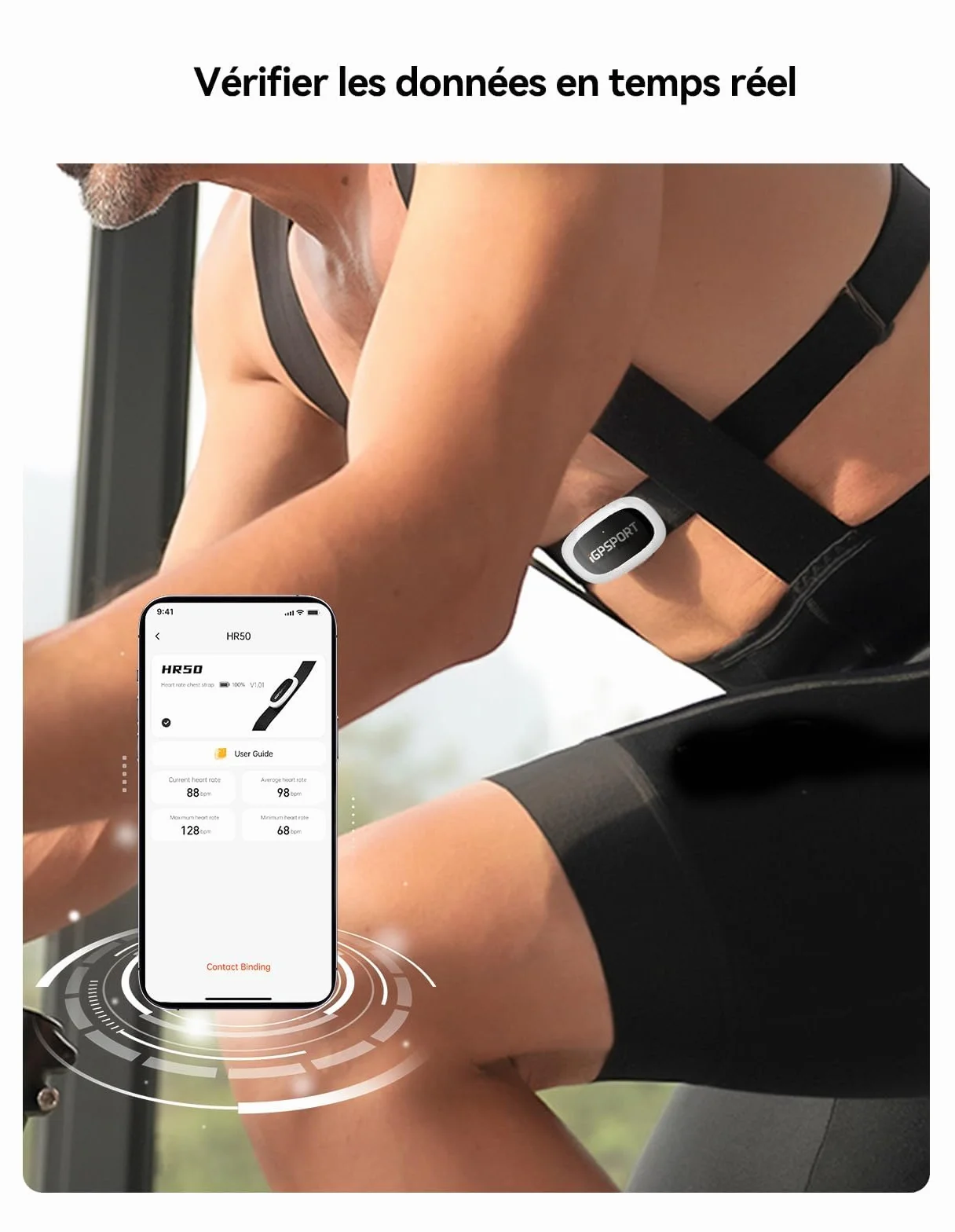 iGPSPORT HR50 Frecuencia Cardíaca Pulsómetro, Bluetooth ANT+, Duración de la Batería de 1 Año, Sensor HRM Impermeable IPX7, Ciclismo, Correr, Yoga