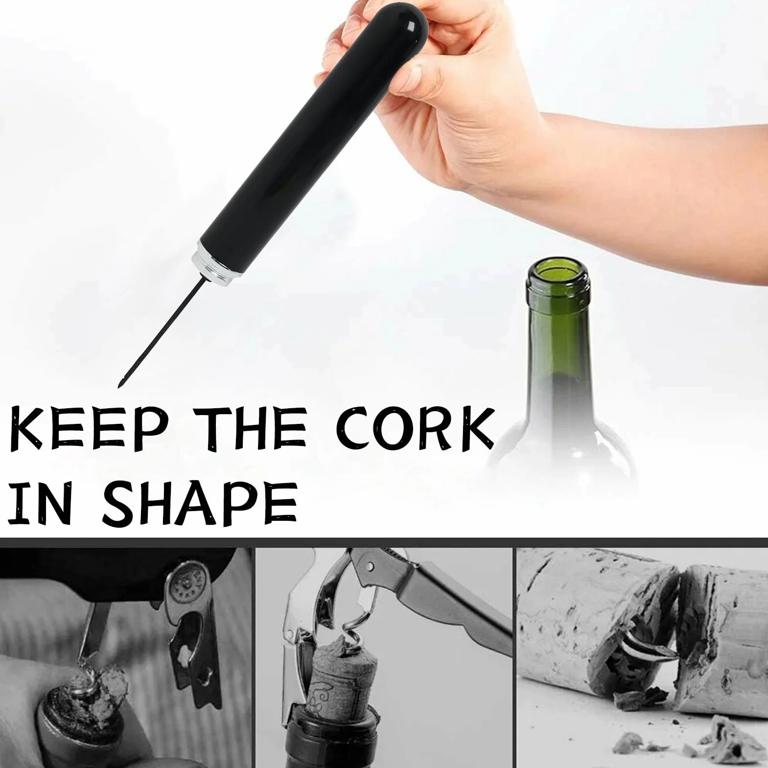1 abridor de vino a presión de aire 2 en 1 con cortador de papel abridor de botellas, sacacorchos portátil para viajes, ideal para camping, fiestas, bares, regalo para amantes del vino.