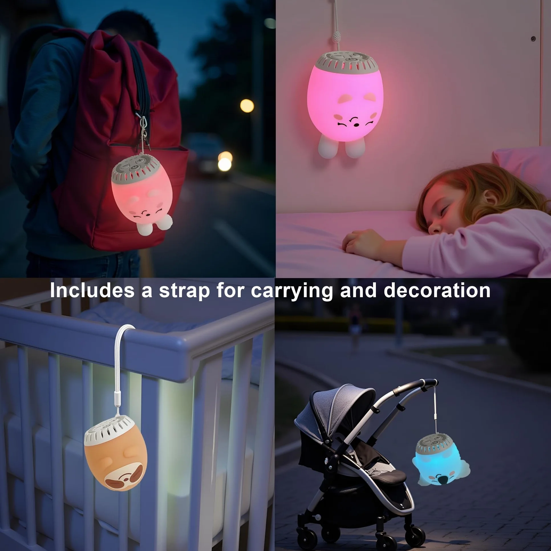 Lámpara LED de silicona suave con ruido blanco para infantil - Luz nocturna recargable portátil - Conejo