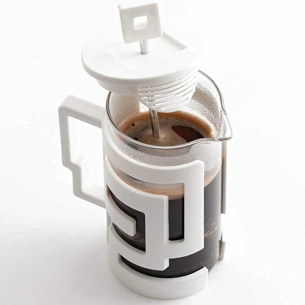 Cafetera □ Jarra de Vidrio y Filtro de Malla de Acero Inoxidable □ Espresso de Vidrio Resistente al Calor y Fabricante de té 350 ml (Color : White)