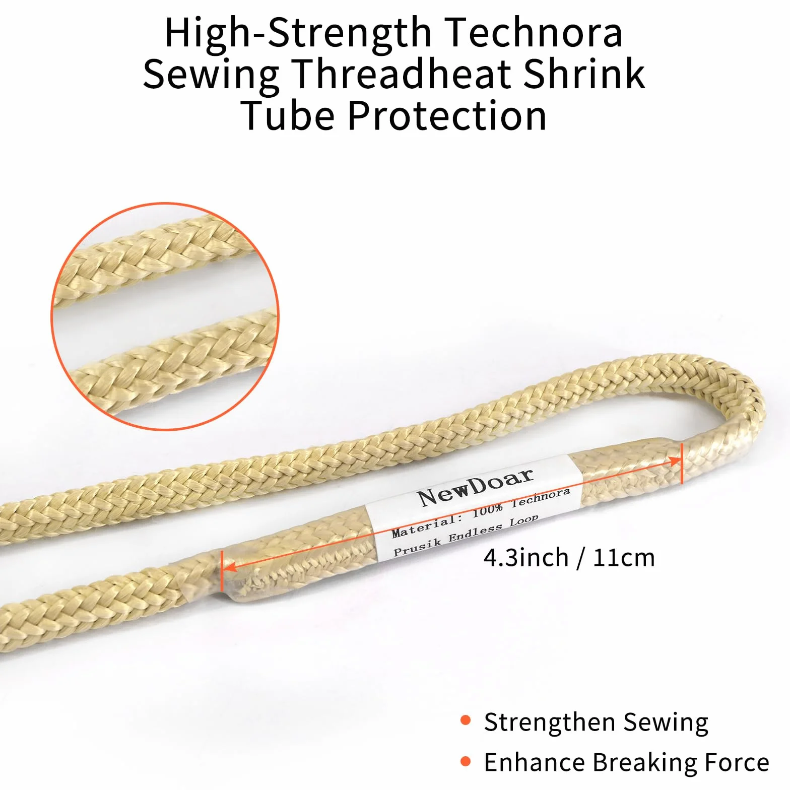 Enganche de fricción trenzado 100% Kevlar 5620 MBS cuerda de arborista Prusik resistente a la abrasión llama hamacas de rescate alta resistencia