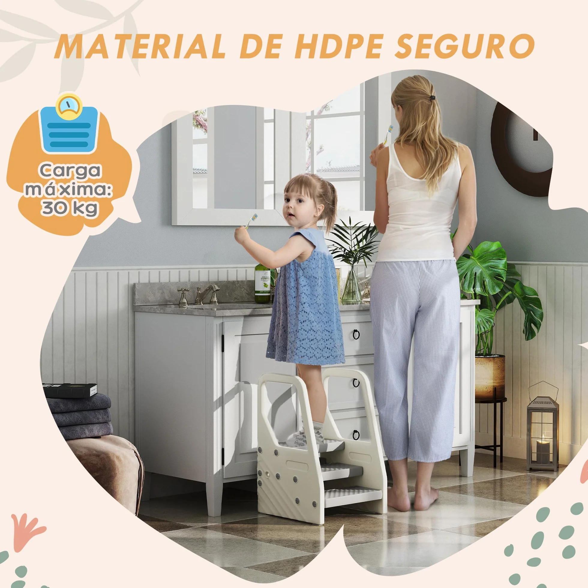 AIYAPLAY Taburete Ajustable para Niños 2-3 Peldaños, Torre de Aprendizaje, Escalera Antideslizante, Gris