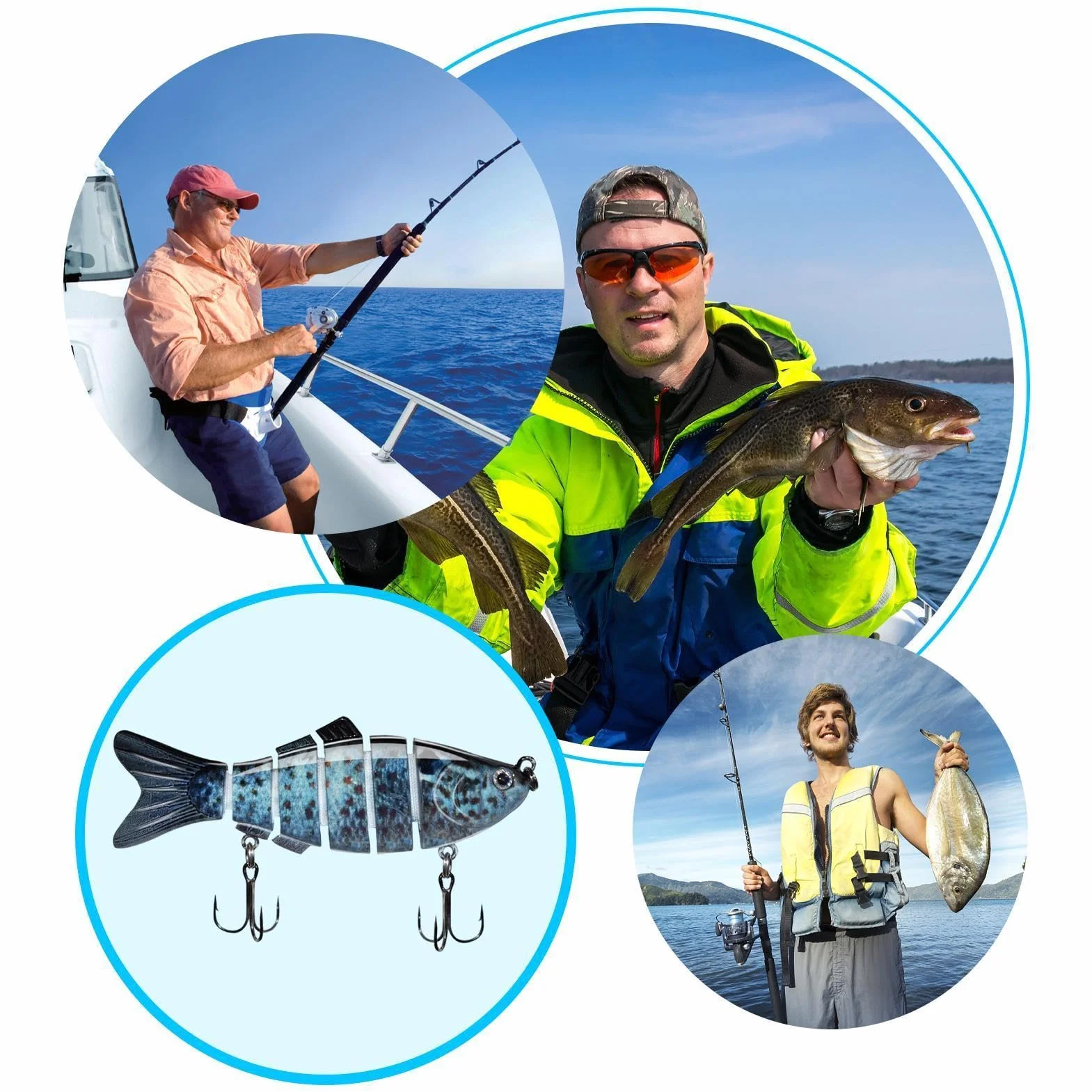 Señuelos para Black Bass, Equipo de Captura con Diseño de 6 Segmentos | Señuelo Duro para Pesca de Bass