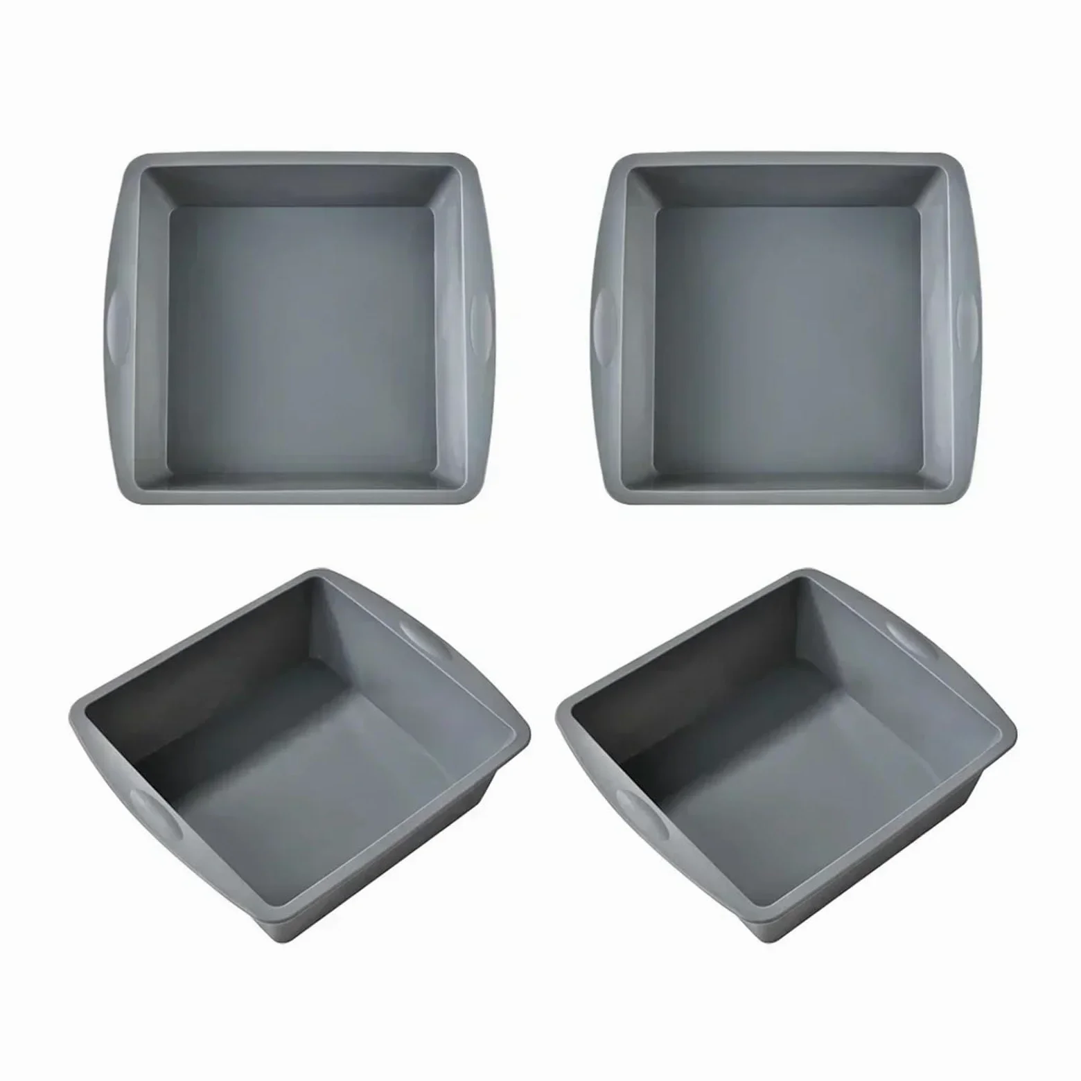 Genérico Molde cuadrado de silicona for hornear pasteles con Mango antideslizante for galletas Brownies Cupcakes(4Pc Grey)
