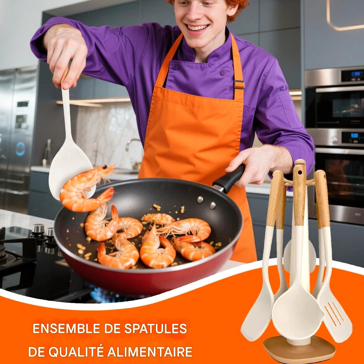 Set espátulas cocina Juego de raspadores de ollas resistente a altas | Espátulas seguras para cocinar Raspador De Ollas Y Sartenes Para Mezclar Hornear Freír Servir Pre