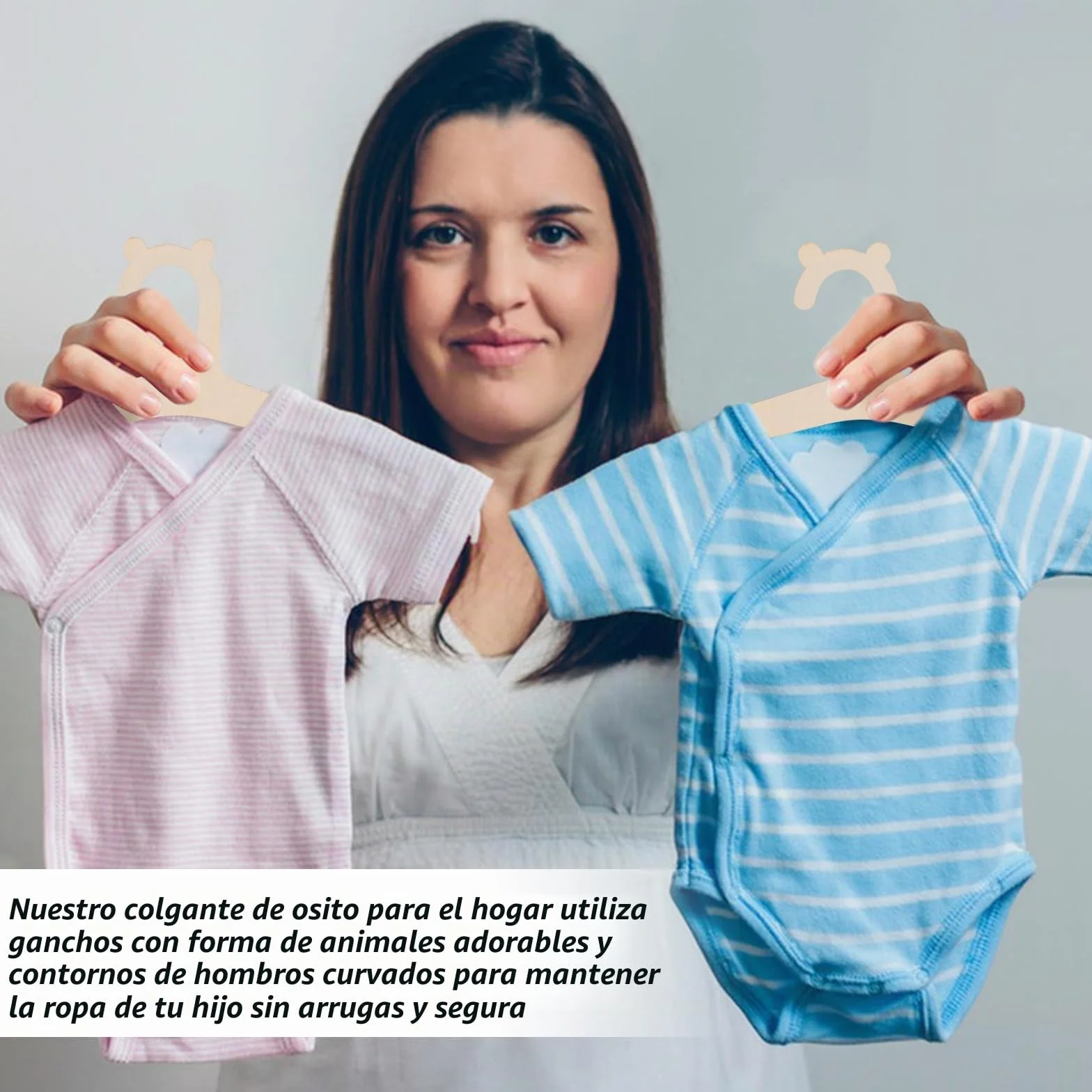 Perchas Infantiles de Madera para Bebé, Perchero Ropa Bebé con Ranuras Laterales 22.7×10.6cm, 20 Piezas