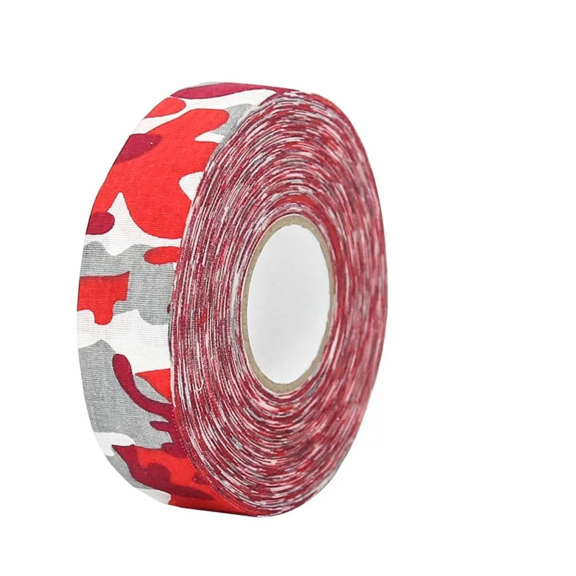 Cinta de Hockey 25m x 2,5cm Camuflaje Rojo - Tela de Algodón Resistente al Frío y Agarre Antideslizante