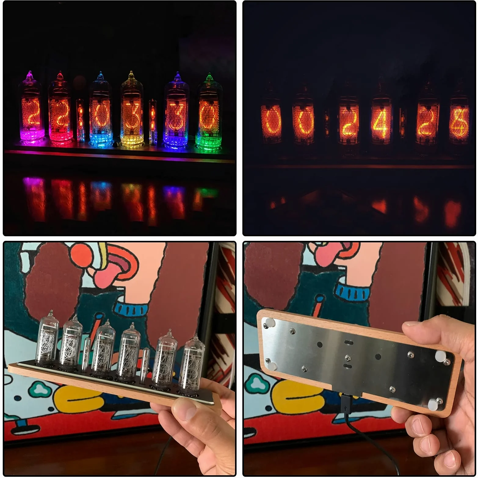 Regalos Personalizados, Reloj Digital LED, Relojes de Escritorio, Kit de Reloj Nixie con Brillo Que Ajusta automáticamente el Control Remoto, Reloj Despertador con bombil