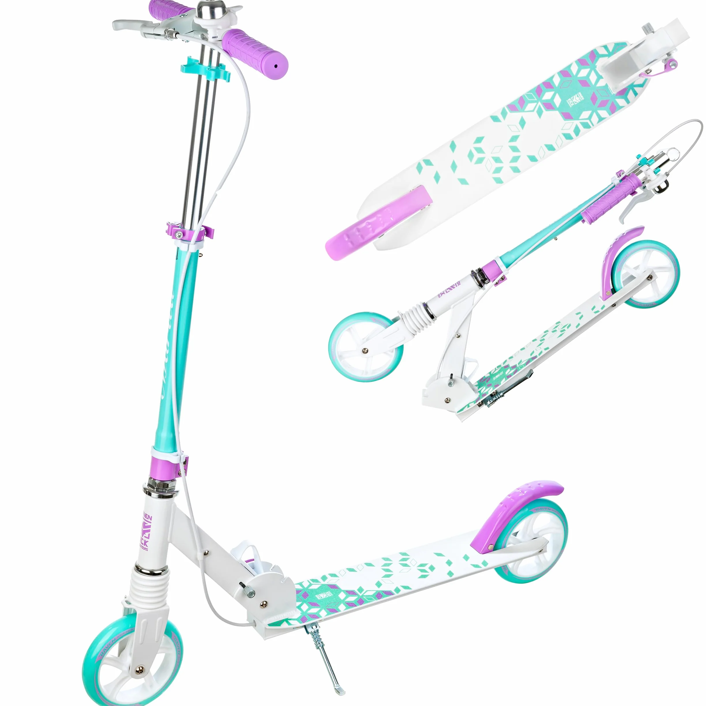 Raven Patinete Plegable para Niños y Adultos con Rodamientos ABEC-9 y Manillar Ajustable