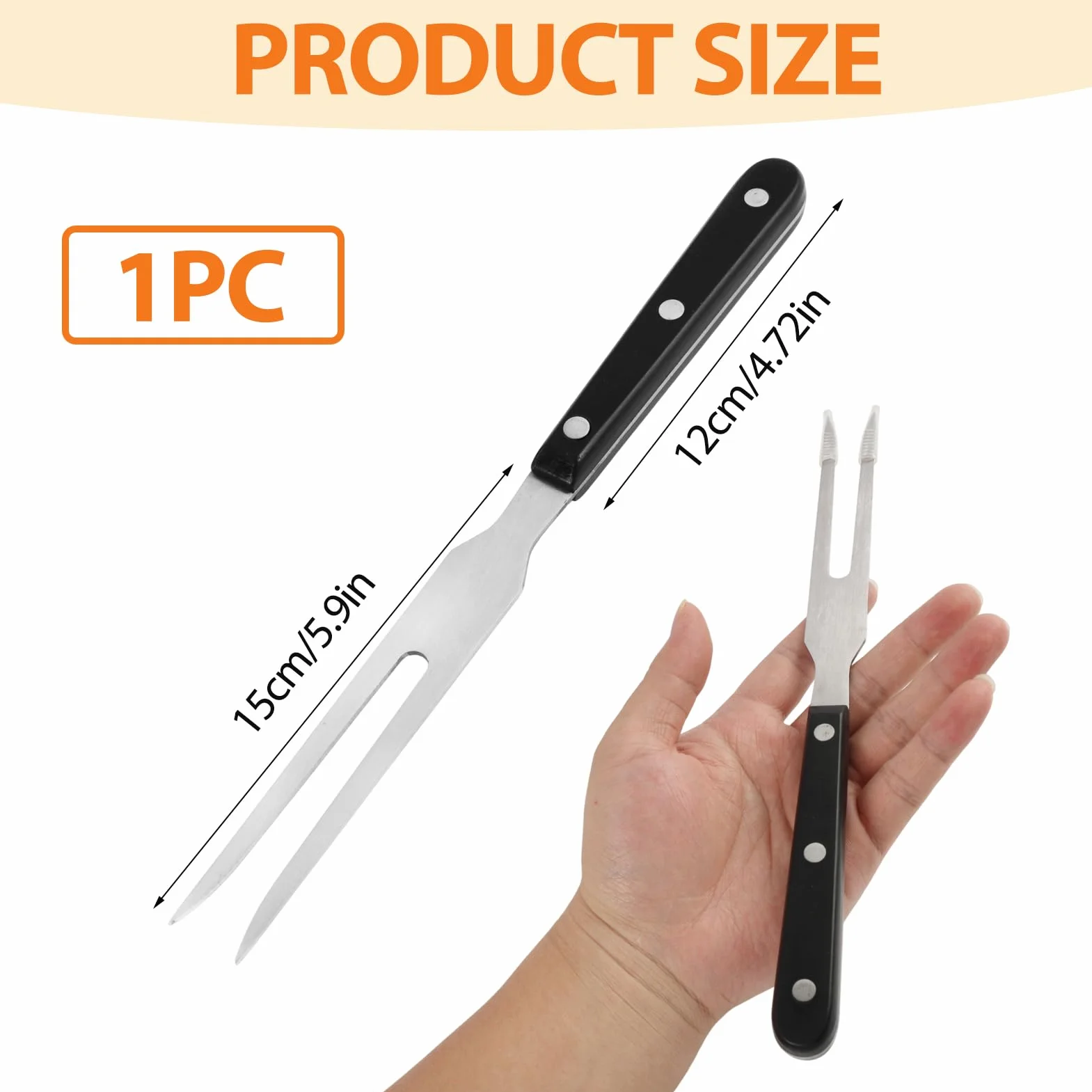 Tenedor de Trinchar Acero Inoxidable con Mango Largo para Carne - Utensilio de Cocina para Asar, Barbacoa y Parrilla - Sujeta y Pincha Pollo, Cerdo, Ternera, Pavo y Verduras