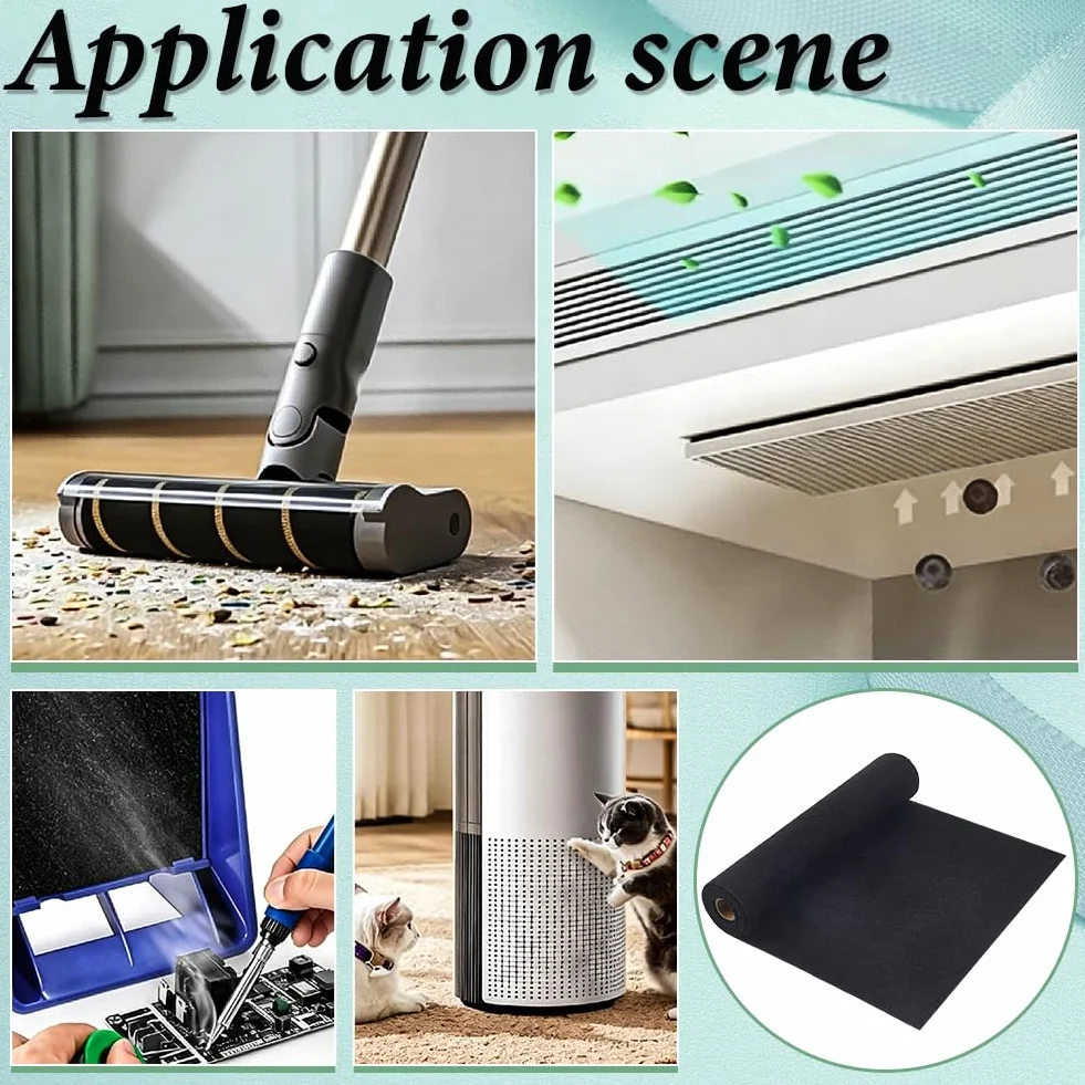 BENECREAT Hoja de filtro de carbón activado de 144 x 41 cm para unidades de CA de ventana, almohadilla de filtro de aire de carbono a base de algodón de 3 mm de grosor, filtro absorbente de olores