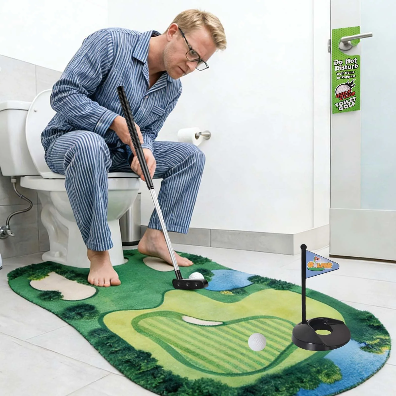 Juego de Golf para Baño Mini Golf Potty Putter Regalo Hombre