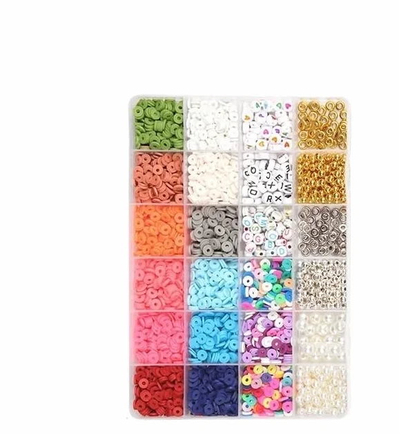Abalorios Para Hacer Pulseras Kit de cuentas espaciadoras arcilla redondas planas, letras, caja abalorios perlas concha for fabricación joyería, conjunto collar y pulsera DIY(NO.2)
