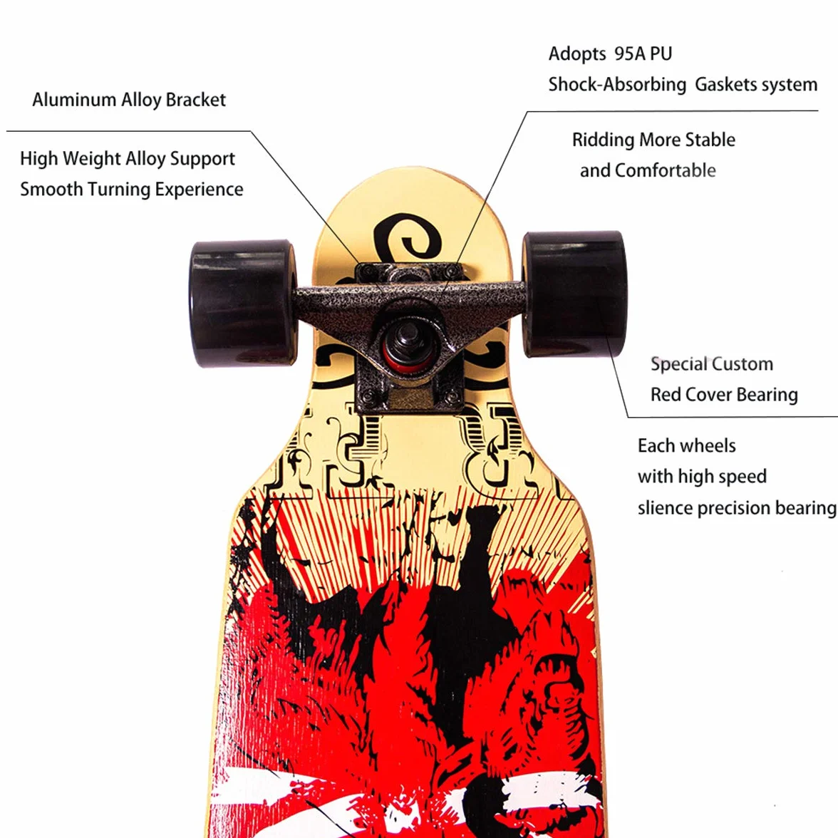 Skateboard Longboard Completo con Ruedas Luminosas para Adultos Niños Teens (Totem)