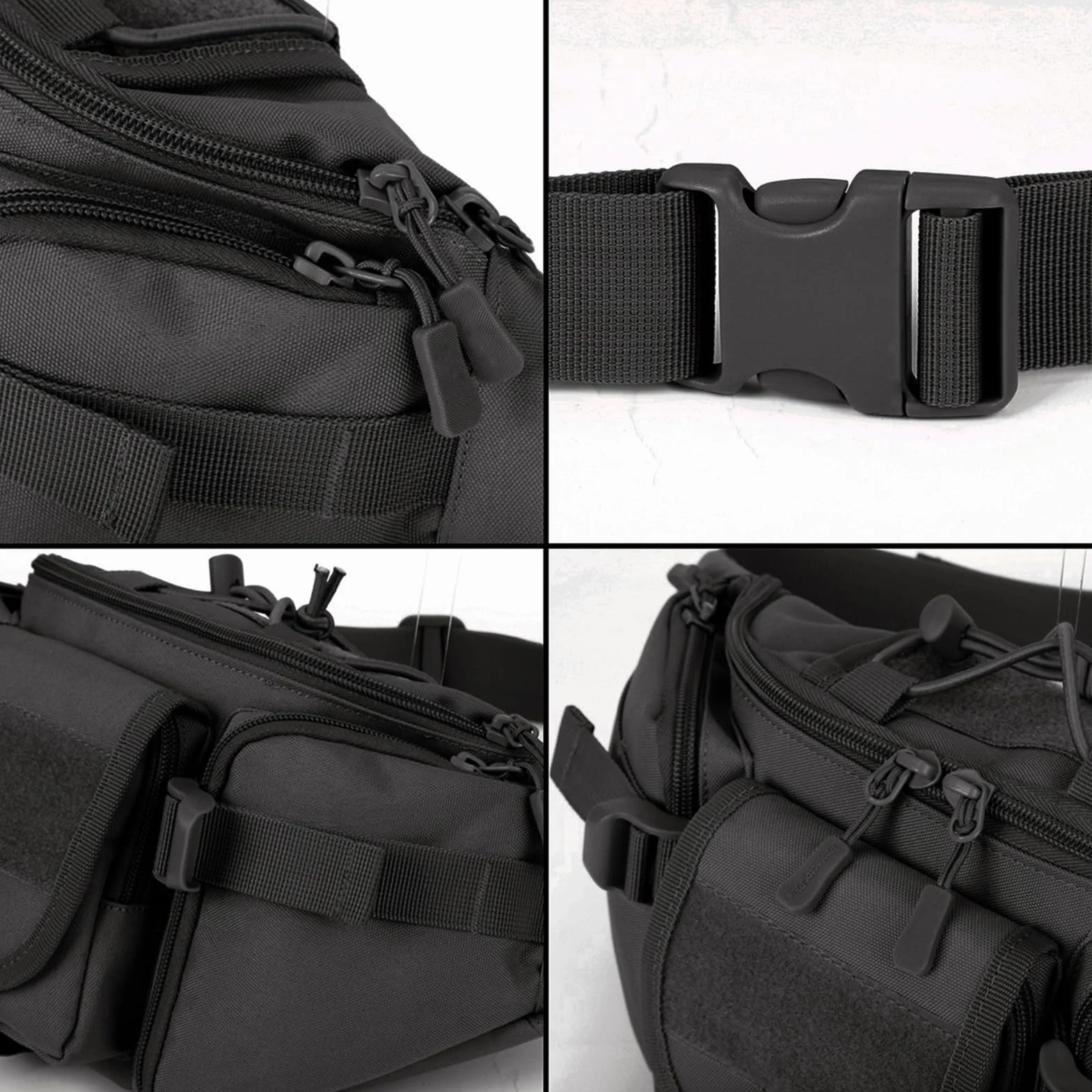 ZHIERNA Riñonera Tactical Hombre Bolsa Cintura Militar con Diseño Molle Bandolera Multibolsillos para Trekking, Montaña, MTB