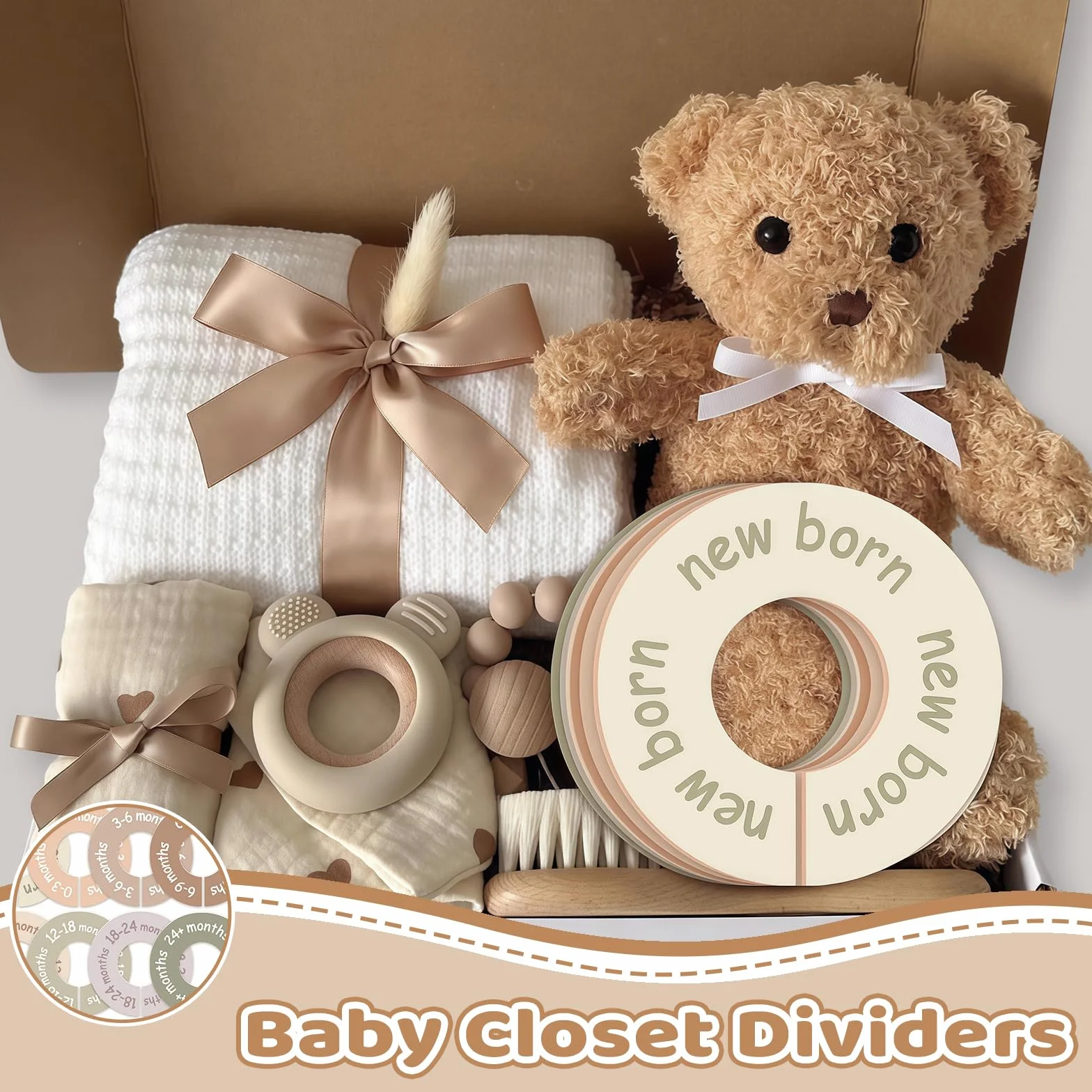 Perchas para Bebés Divisores de Ropa en Tonos Tierra Organizador Armario Decoración Habitación Infantil