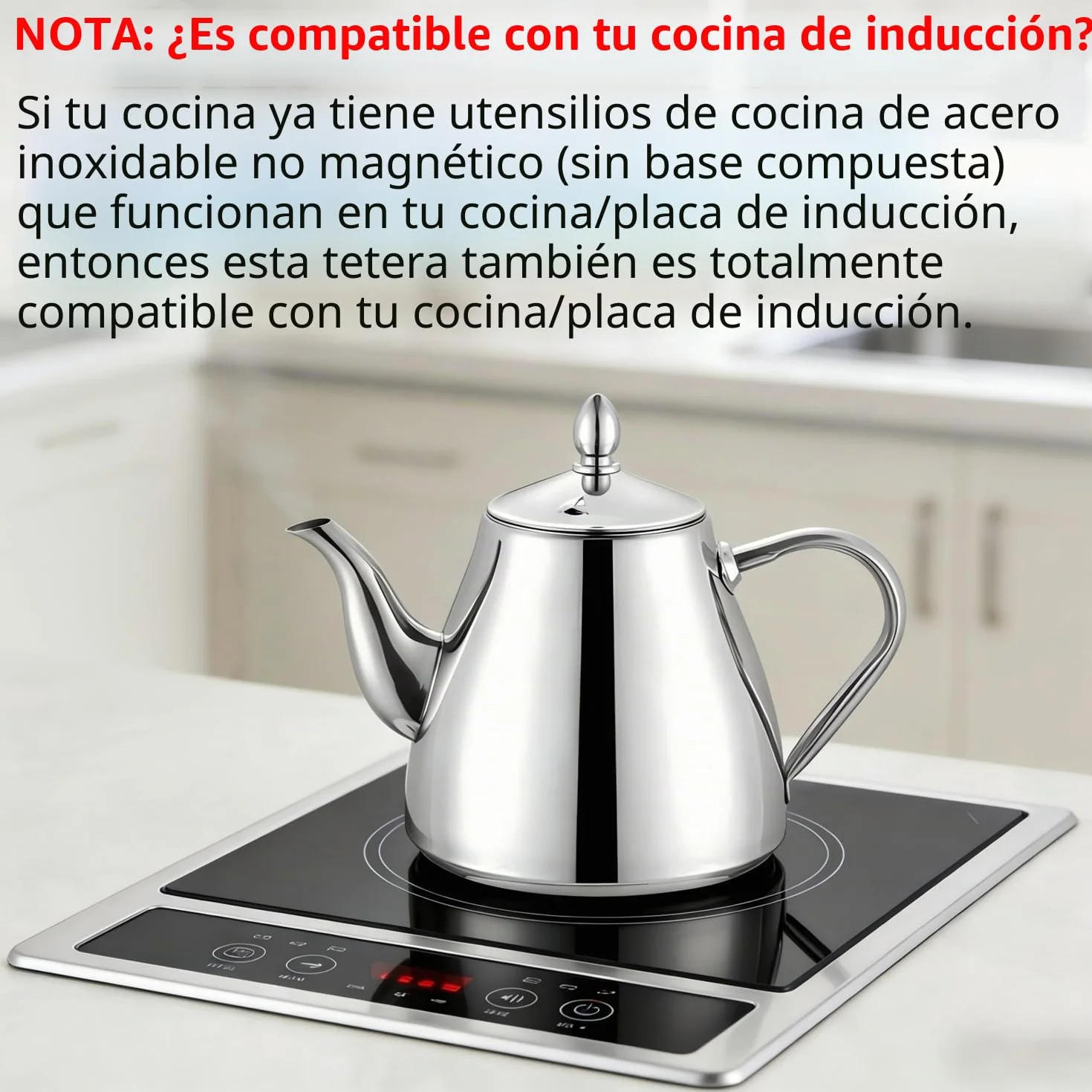 SANQIAHOME 1,2 litros Tetera de acero inoxidable con Filtro para infusiones extraíble,Cafetera, De Plata