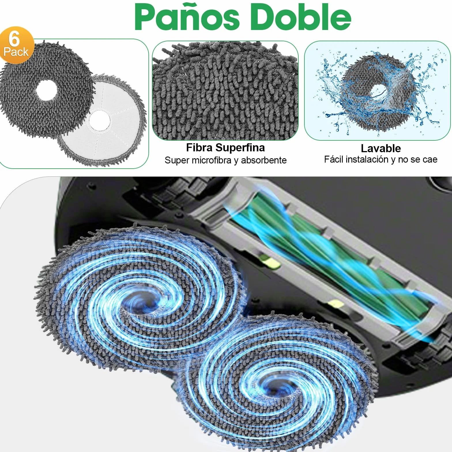 505 Accesorios Recambios para iRobot Roomba Plus 505/405 / 500/400 / 506/507 Combo Repuestos Piezas Kit 6 Bolsas Polvo 2 Cepillos Principales 6 Cepillos Laterales 4 Filtros 4 Paños