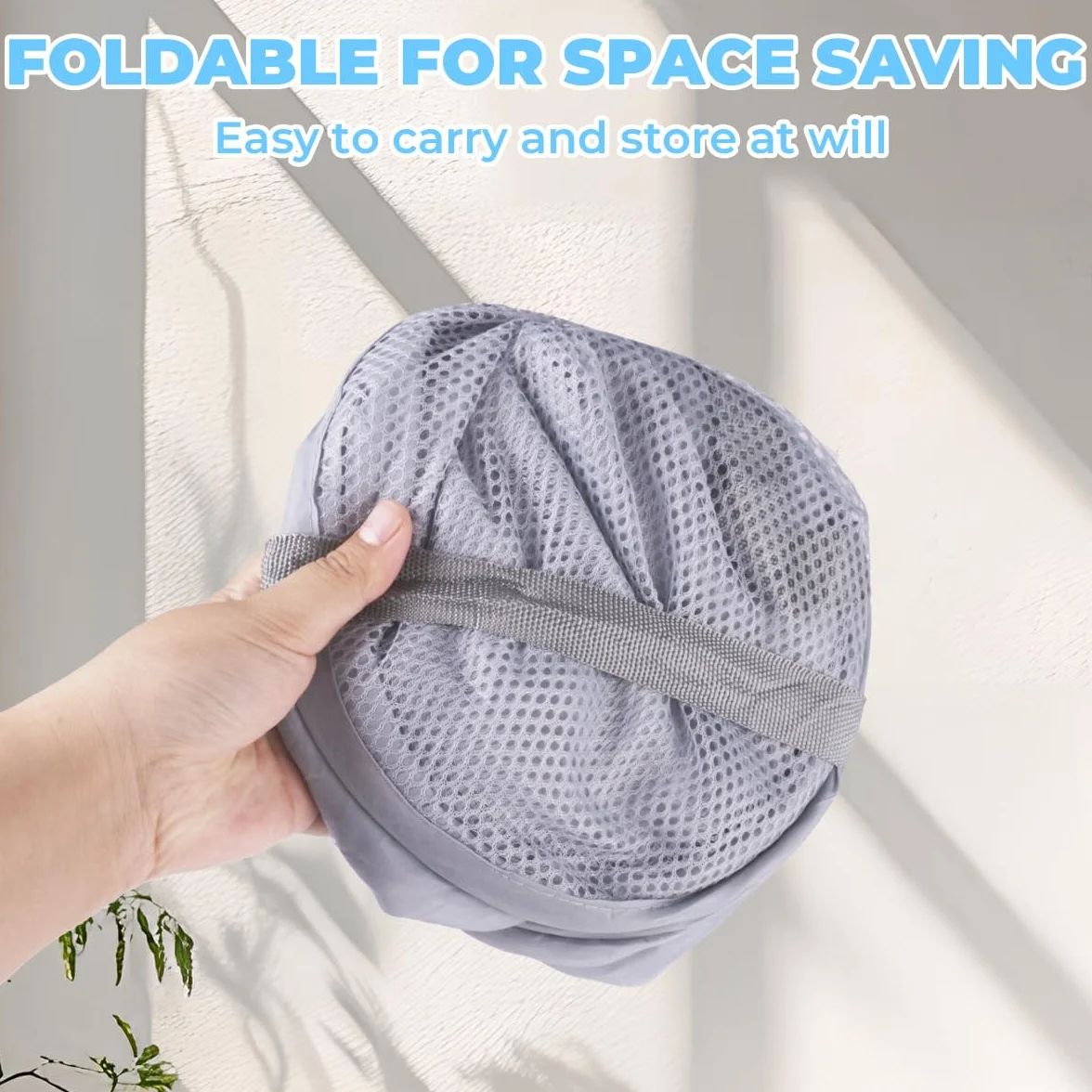 Cesto Plegable de Malla Plegable Pop-Up, 36 X 36 X 58 cm Cesta de Almacenamiento Grande con Bolsillo Lateral, Pop-Up Malla Laundry Basket con Asas, para Baño, Camping, Dormitorio Universitario