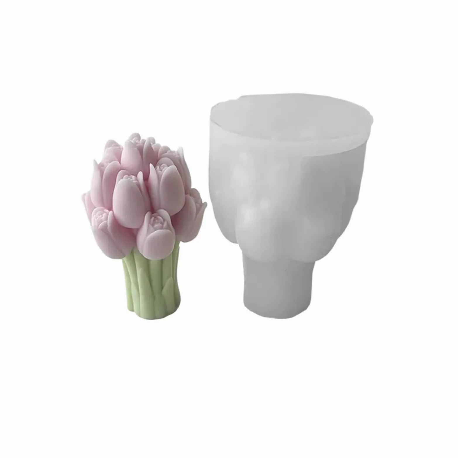 Molde Velas Perfumadas Moldes de silicona for velas con ramo de lavanda 3D, hecho a mano, flor de tulipán, jabón de resina, molde de escayola, herramienta de fabricación for manualidades, hogar, 1 Uds