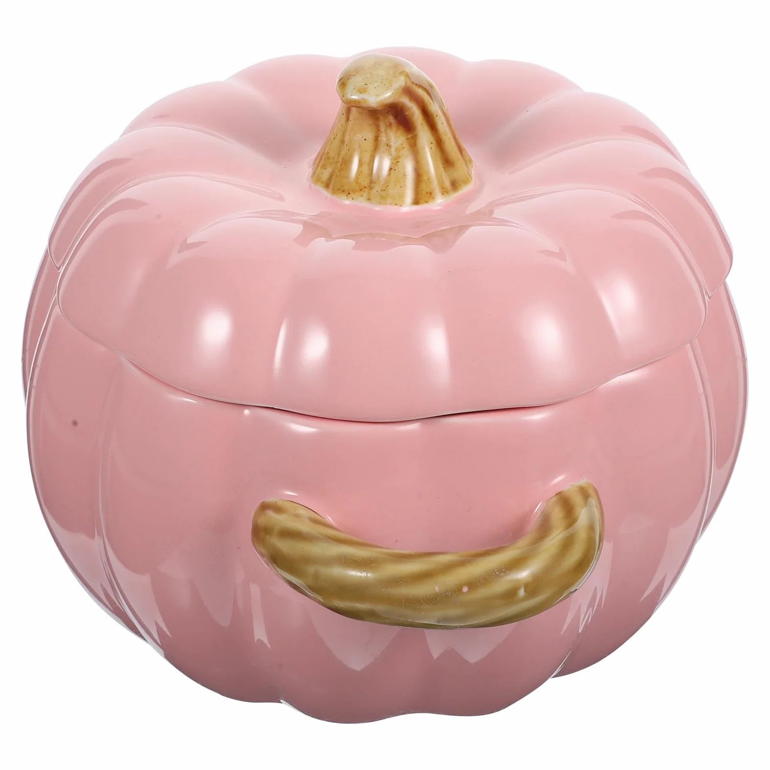 Healvian Tazón de Sopa de Calabaza de Cerámica con Doble Asa y Tapa, Capacidad 1500ml, Ligero y Decorativo para Camping y Estudio