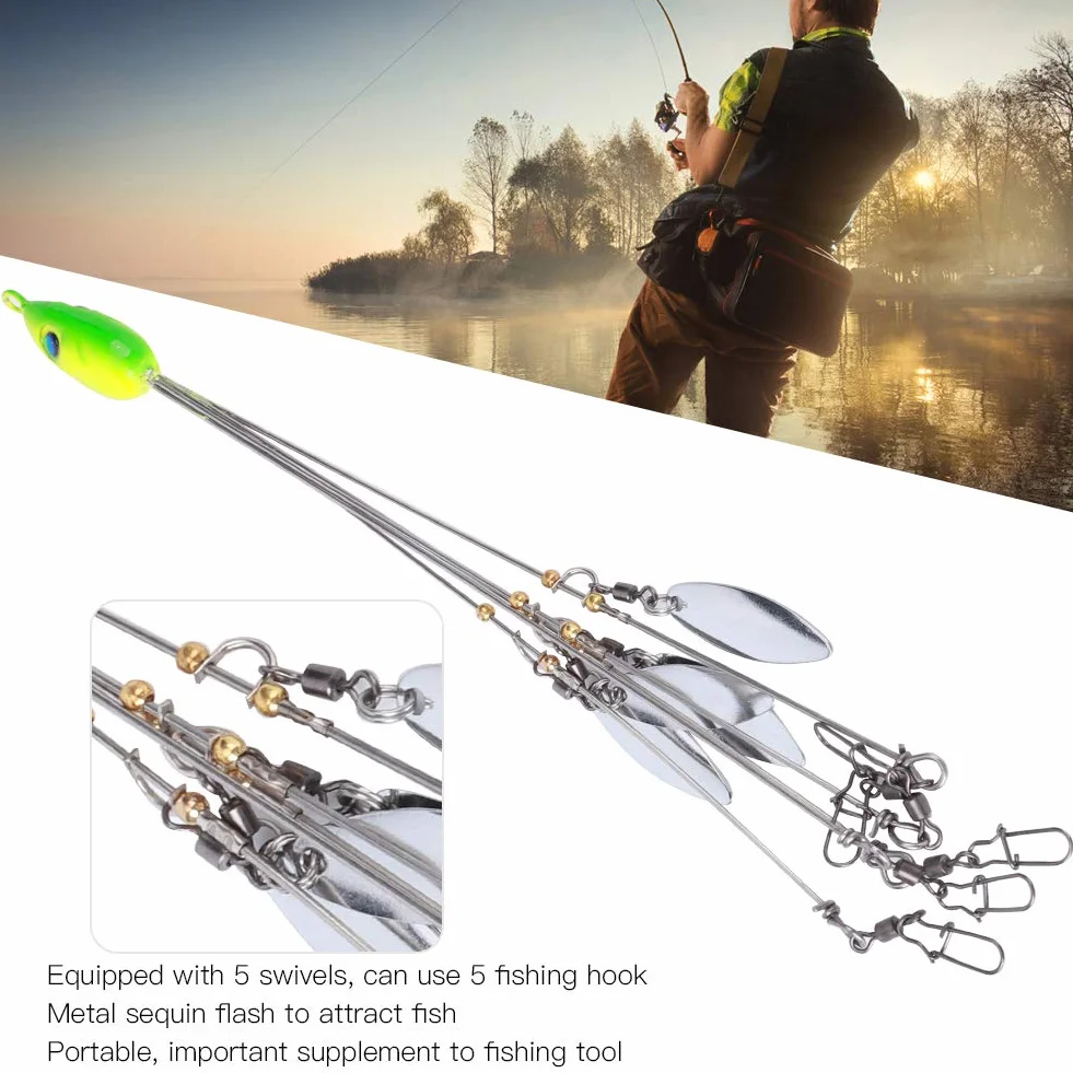 Alomejor señuelo pesca paraguas 5 brazos lentejuelas giratorias cebo plataforma 18g