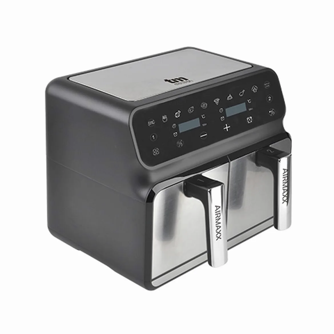 TM Electron TMPFR200 AIRMAXX freidora sin aceite con doble compartimento, capacidad de 8L en total (4L+4L), funciones SYNC y MATCHCOOK, revestimiento antiadherente, 8 programas, pantalla táctil, 1700W