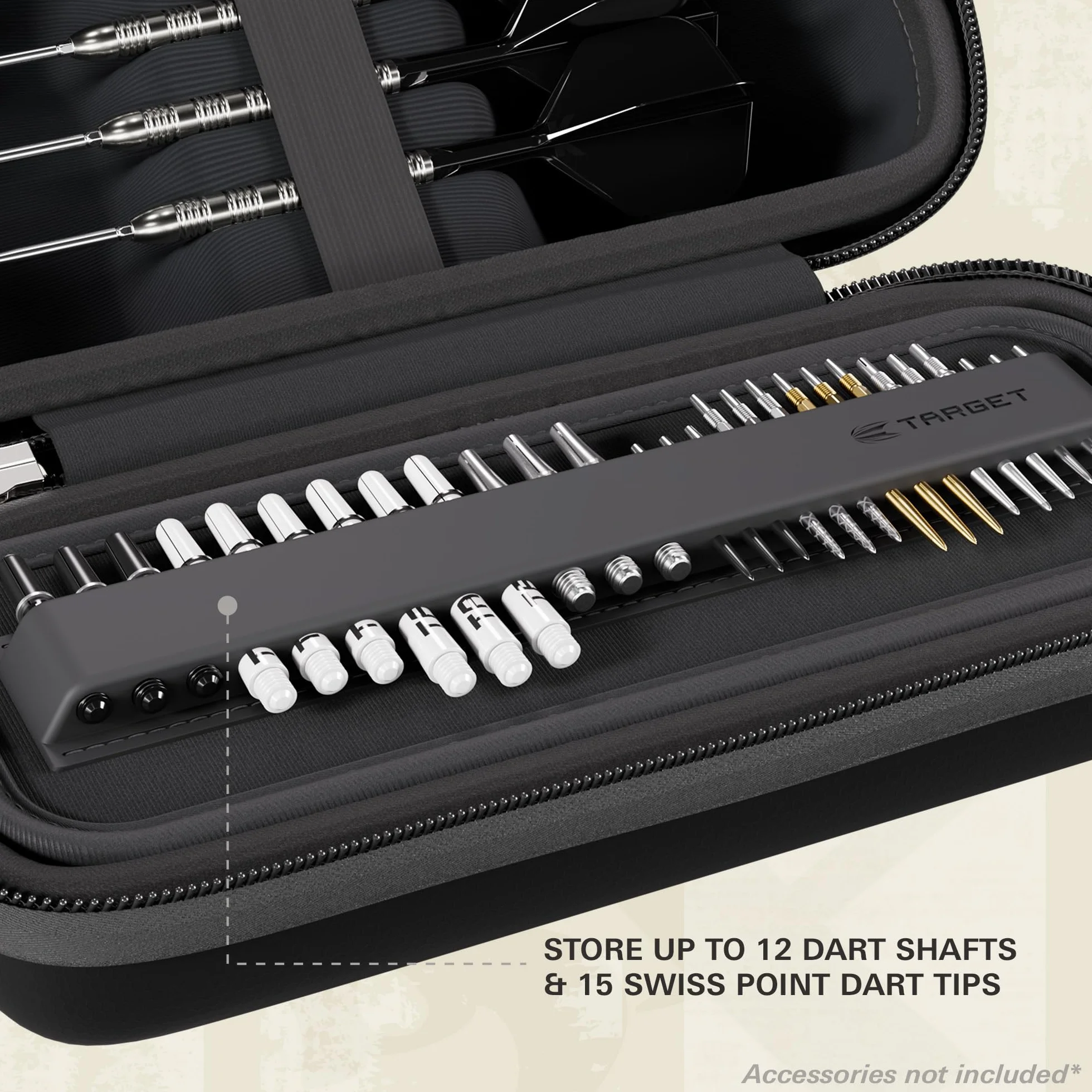 Target Darts Boa Estuche para Dardos, Talla Única – Negro | Cartera para Dardos, para Guardar Varillas, Puntas Suizas, 6 Dardos Completamente Montados, Accesorios Adicionales