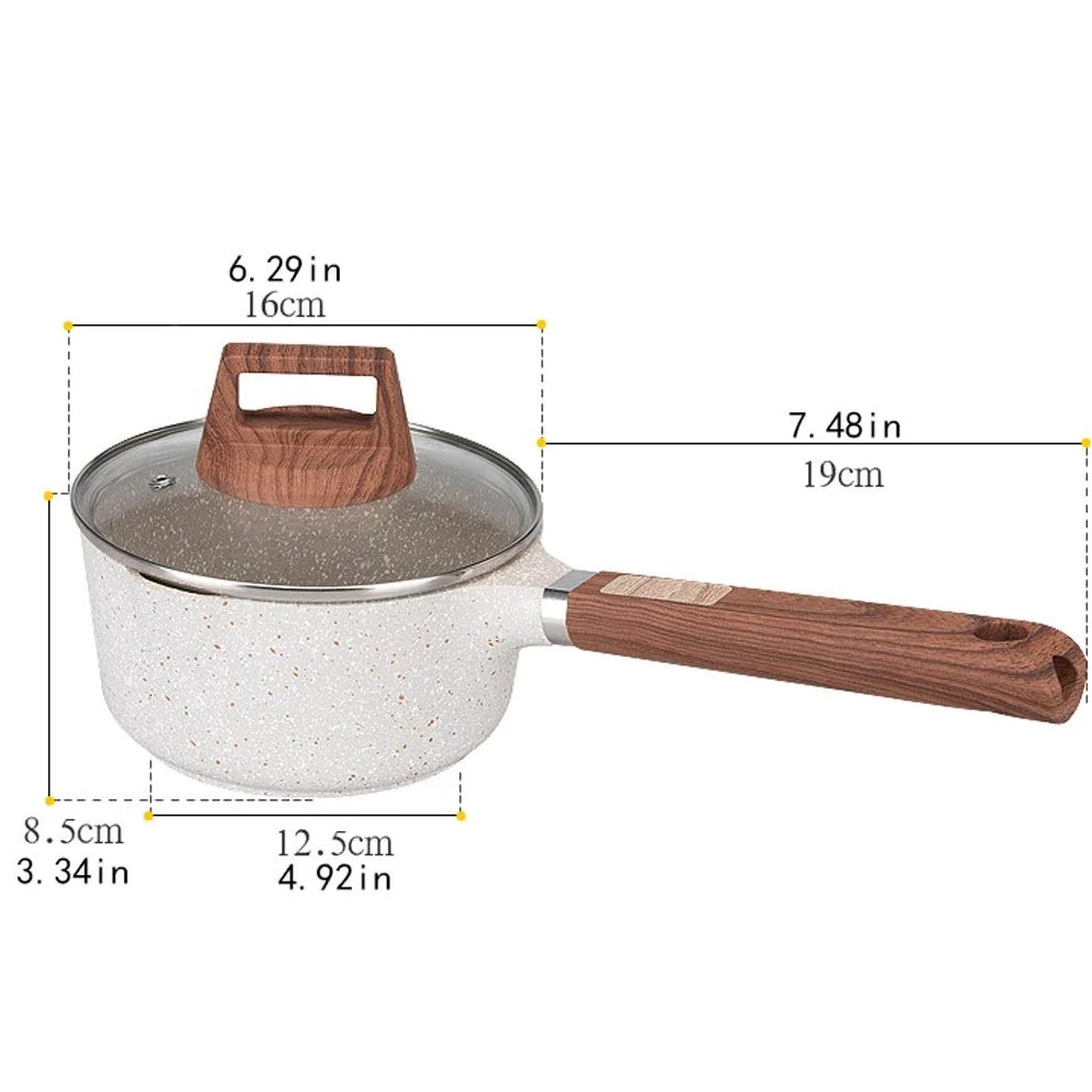 Cazos Cacerola para leche Cacerola antiadherente de aleación de aluminio Tapa de vidrio Olla para sopa Cacerola antiadherente Cacerola para salsa con tapa de vidrio (Blanco) Cacerola para leche/cacero