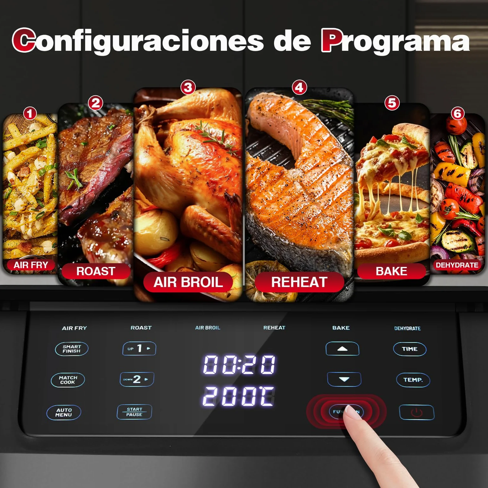 TopStrong Freidora de Aire XXL 11L, Air Fryer Doble Cesta Apilada, Freidora de Aire Doble Resistencia, 2500W, 6 Funciones, 8 Recetas, Lavavajillas, Ahorro Energético