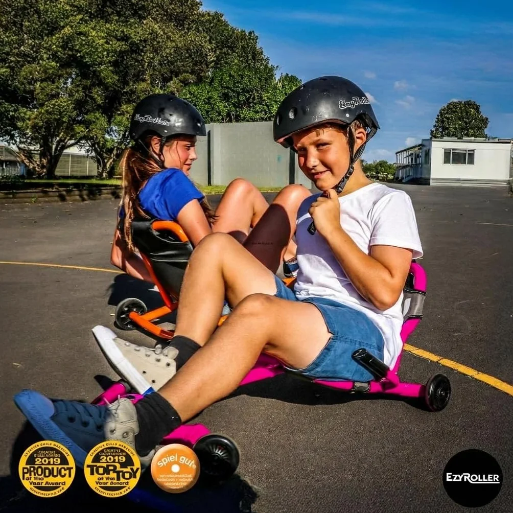 EzyRoller Classic X Kids Go Kart Drift Trike para niños 4-14 años 70 kg Triciclo Gokart rosa