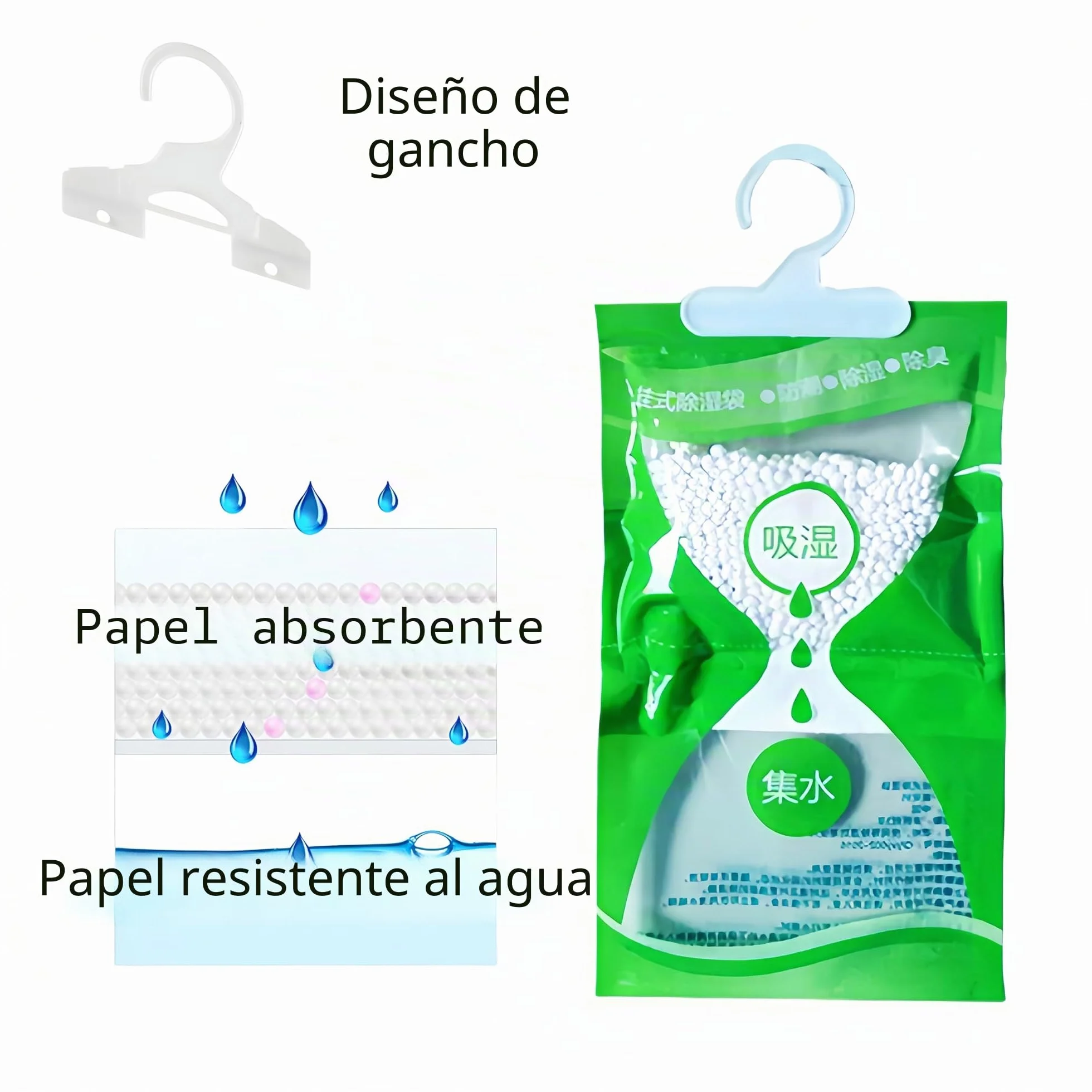 12 bolsas de deshumidificación para armario, deshumidificador, bolsa de desecante, para colgar, para armario, bolsa de deshumidificación