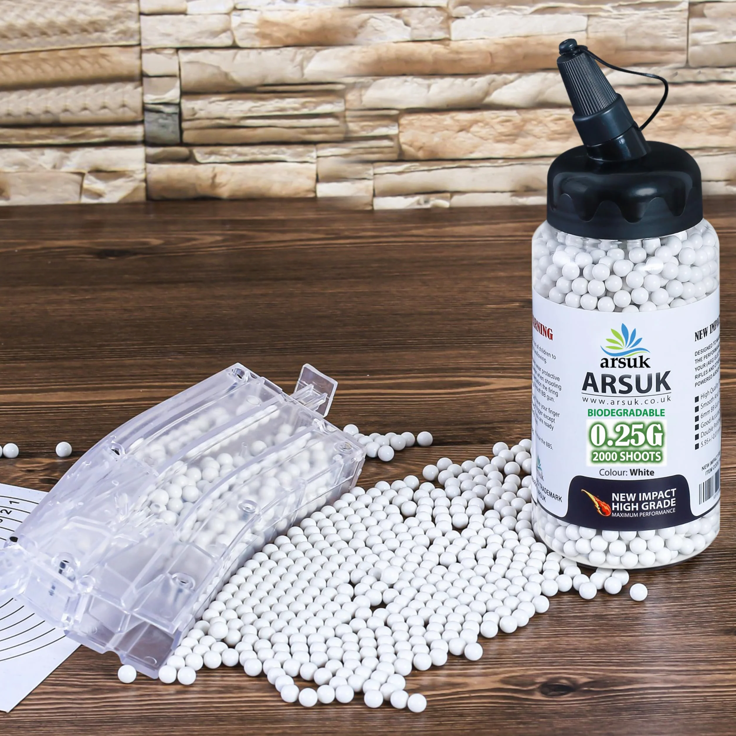 ARSUK Balines Airsoft Biodegradables 6mm 0,20g Bio BBS Sin Costuras para Tiro de Precisión