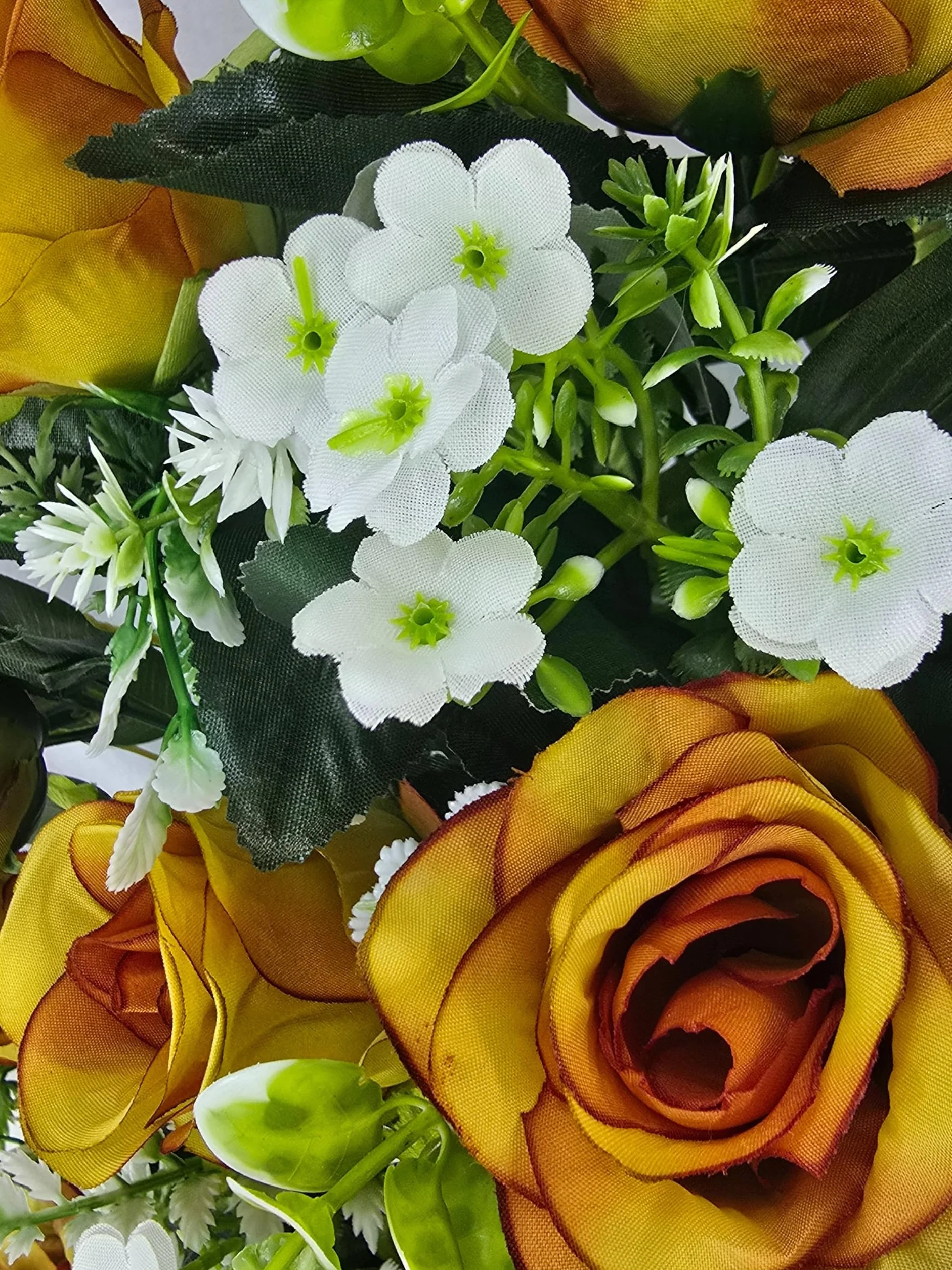 DRW Centro de Flores Cementerio, procesiones, Iglesias Bodas o sepulturas Rosas otoñales y liliums Blancos Artificiales 60x28x56