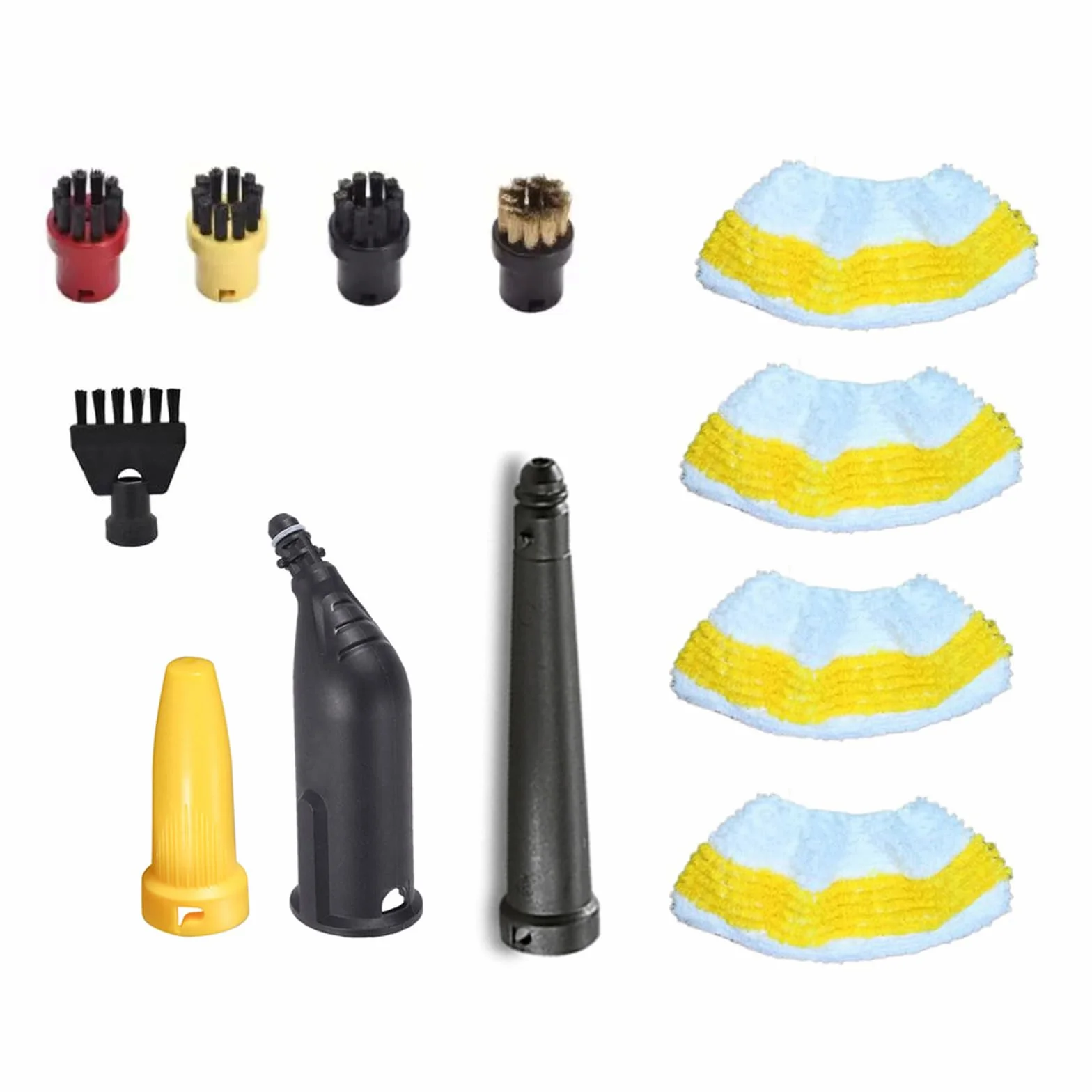 15 piezas accesorios para limpiador de vapor Kärcher SC1 SC2 SC3 SC4 SC5, juego de piezas de repuesto para boquilla de mano, incluye boquilla extendida, boquilla curvada, cepillo redondo, cepillo para