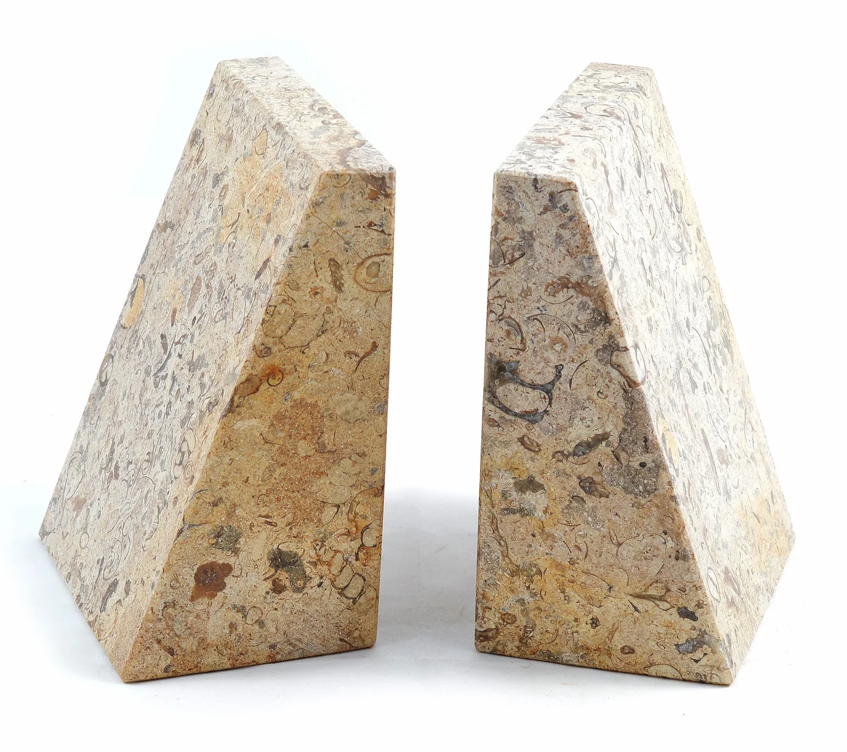 Piedra Fósil Sujetalibros con Forma de Cuña
