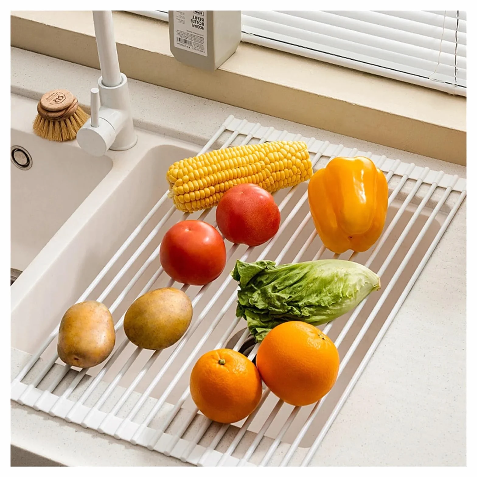 Escurridor De Platos Plegable De Silicona Escurridor de platos plegable for cocina, rejilla de secado enrollable de silicona, escurridor de fregadero que ahorra espacio, escurridor multiusos, herramie