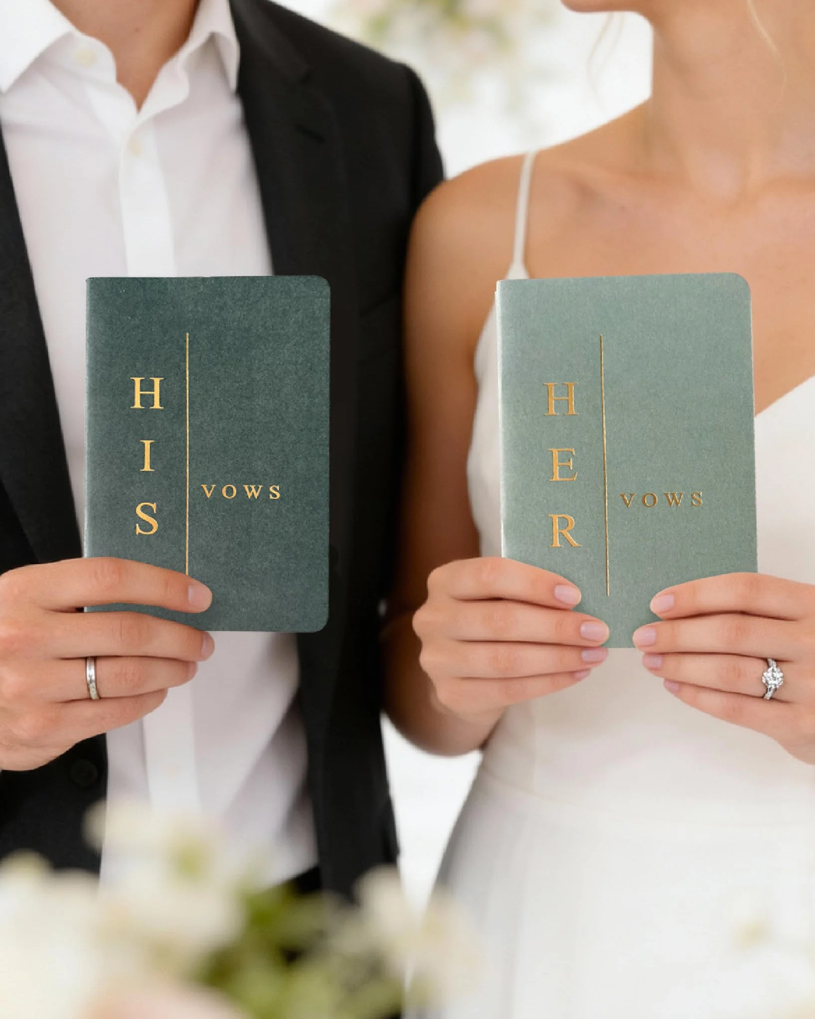 Libros de votos para él y para ella, libros de votos de boda para novia y novio, accesorios esenciales de boda (TR-HH-Sage)