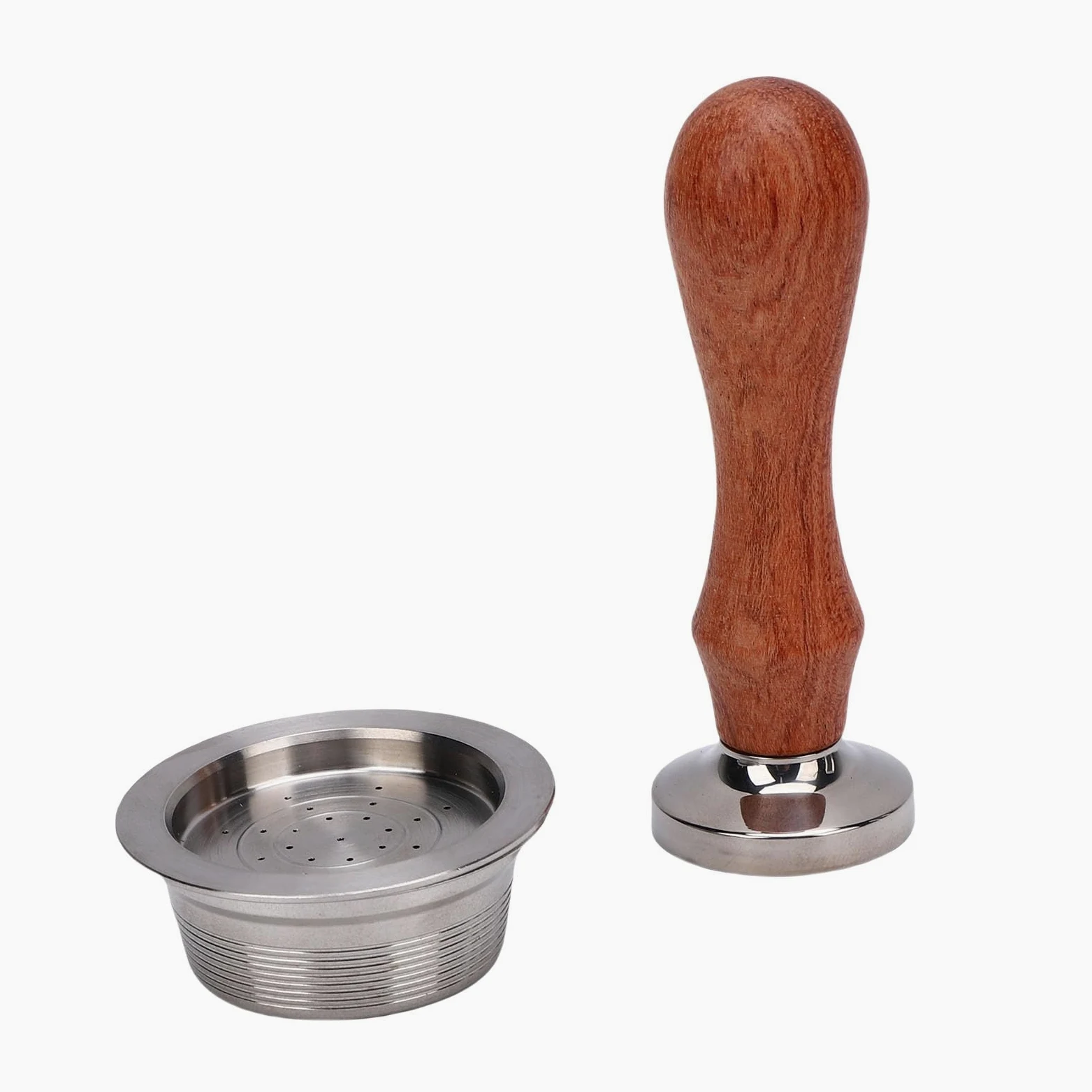 Generic Cápsula de Filtro de café Reutilizable de Acero Inoxidable con Cuchara y Compactador, Cápsulas Recargables Ecológicas para Máquinas Mio