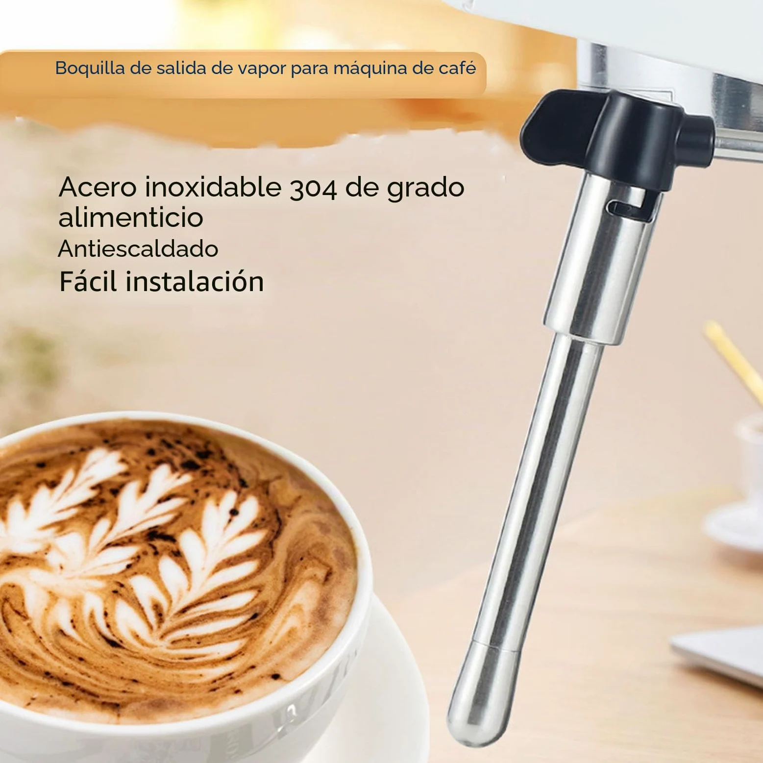 Aramox Varita de Vapor y Boquilla Mejorada Reemplazo de Acero Inoxidable para Máquina de Café EC685
