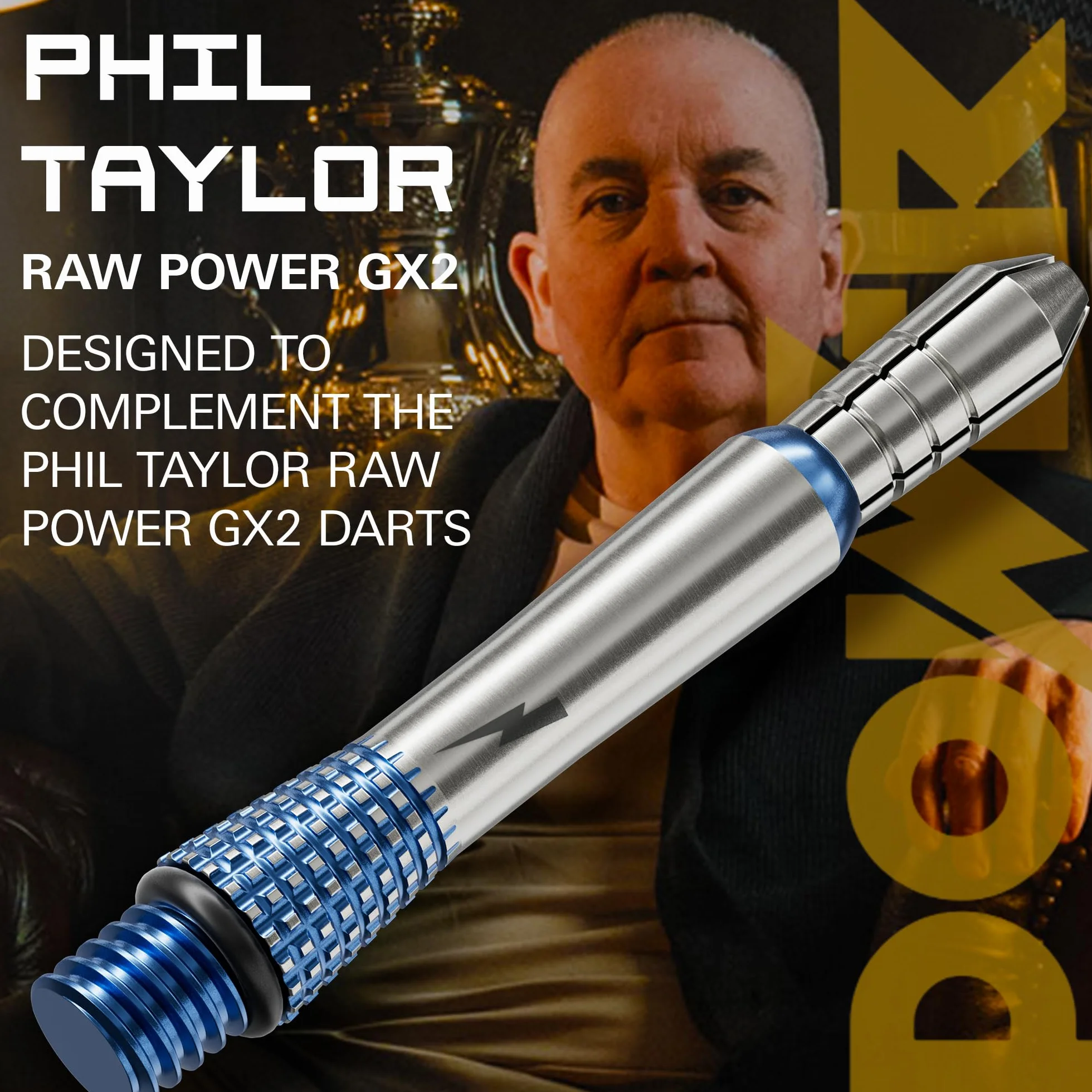 Target Darts Phil Taylor Gx2 Eje de Titanio Raw Power para Dardos, Corto/Intermedio/Medio | Ejes de Aluminio Player Edition, Rosca 2BA, Accesorios Profesionales para Dardos