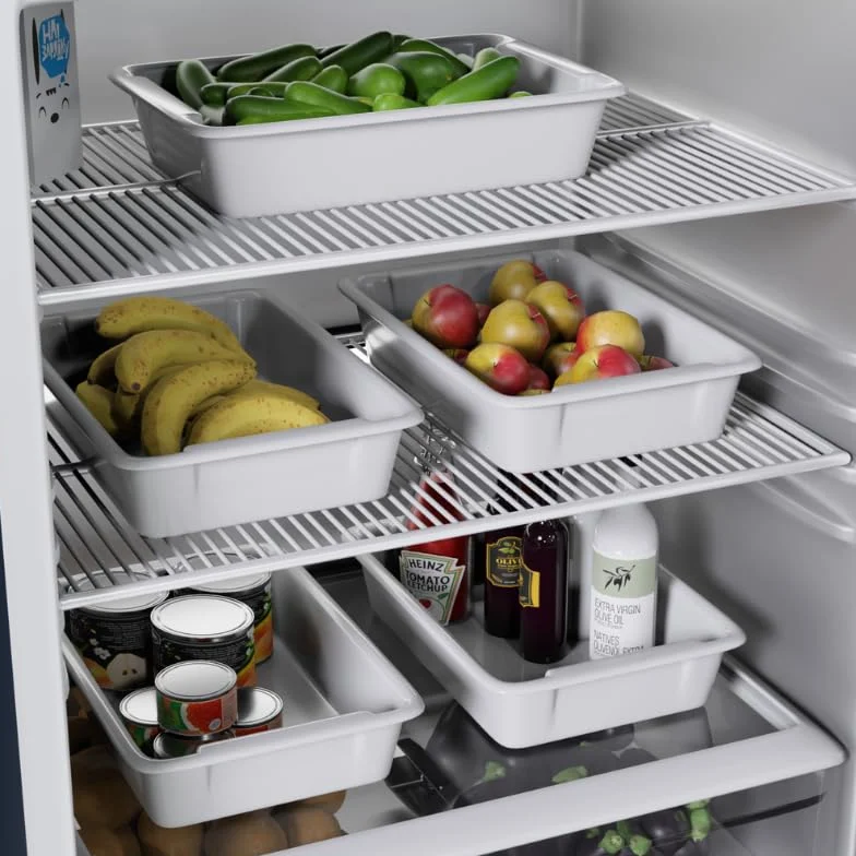 Cesta de Almacenaje Caja Cubeta de Plástico para Almacenamiento Ideal para Cocinas, Armarios, Oficinas, Organización de Cajones (Blanco, 2 litros)