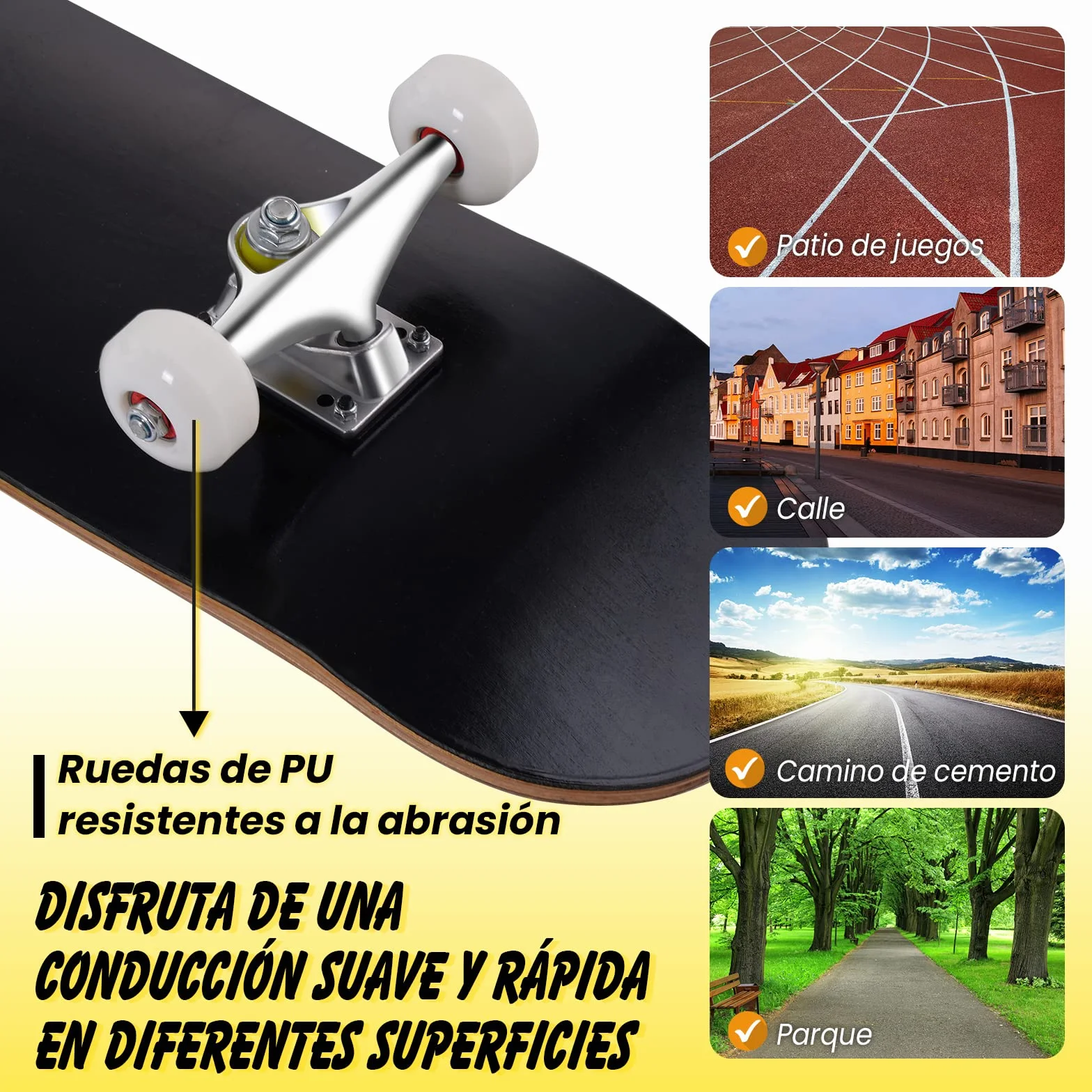 COSTWAY Monopatín Skateboard para Niños Tablero Madera Arce 79 x 20 cm 4 PU Ruedas