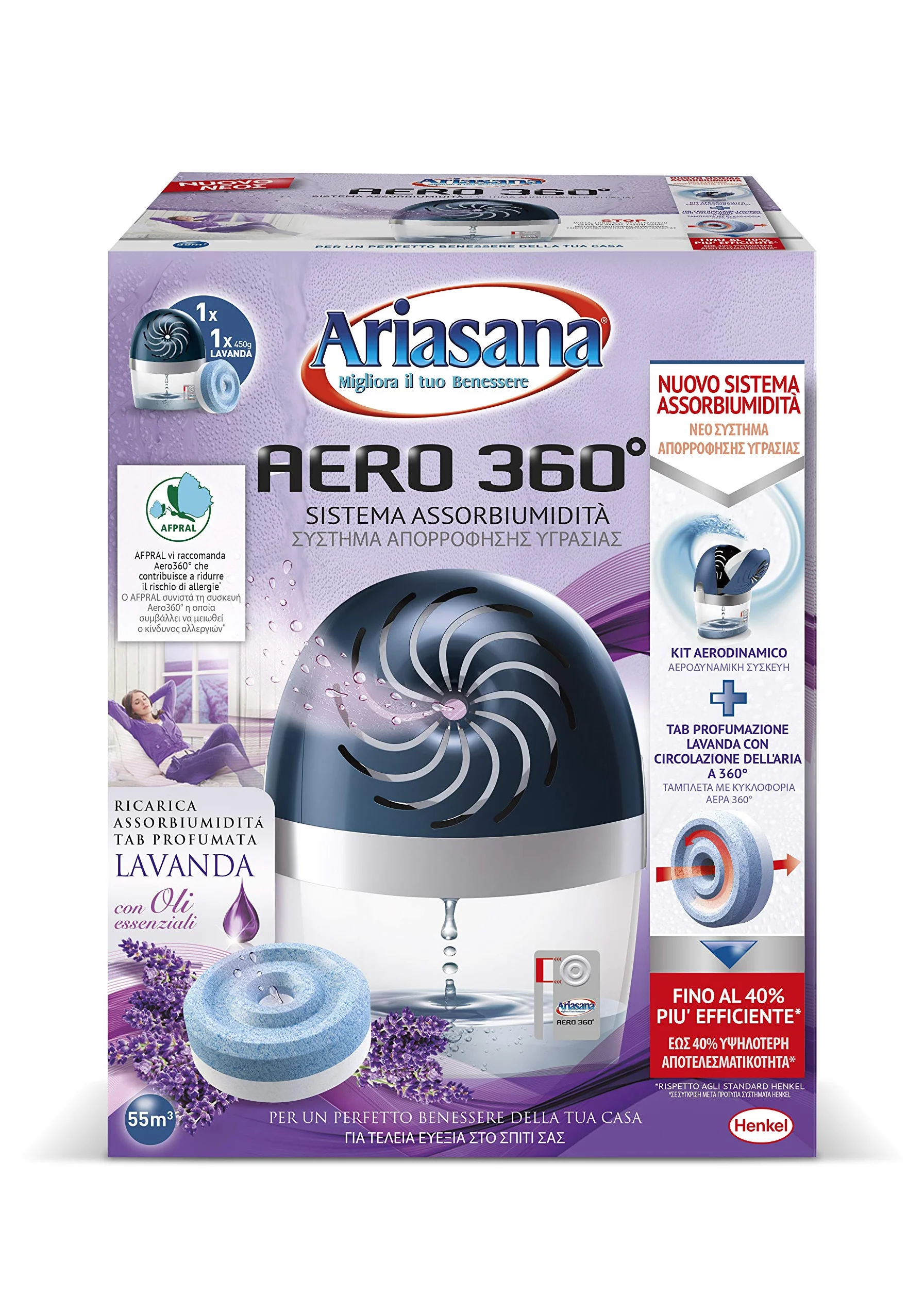 Ariasana 2484687 Aero 360 Kit + Lavender Tab, 450 g