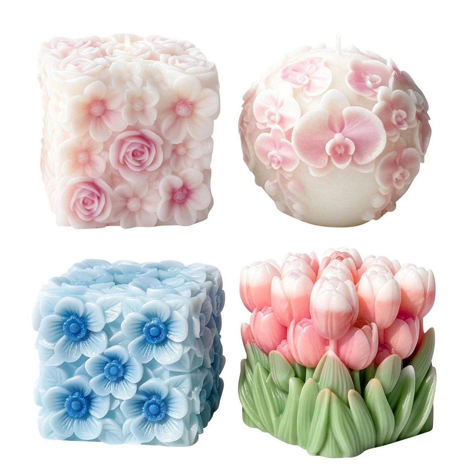 Molde de silicona con forma de cesta de flores, molde de silicona para jabón, manualidades, decoración de boda, elastómero fundido de chocolate