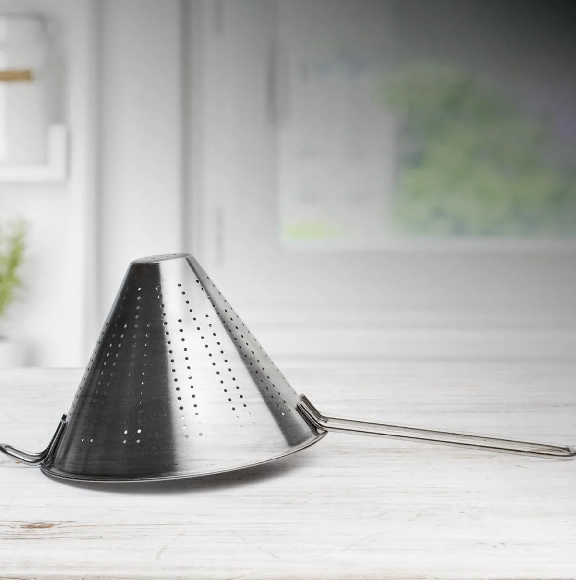Menax - Colador Chino de Cocina de Acero Inoxidable - Colador de Cocina - Escurridor de Acero para Drenar Pasta, Verduras, Frutas y Arroz - 14 cm