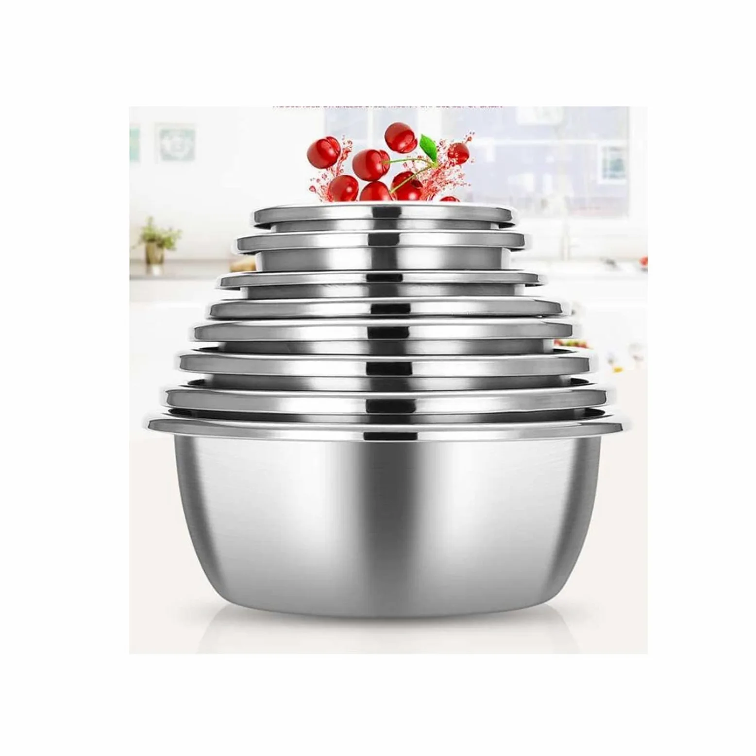 Cuencos para Mezclar de Acero Inoxidable, Cuenco para Sopa, Juego de 8 Piezas para Ahorrar Espacio, Almacenamiento para cocinar Alimentos en el hogar, el refrigerador y la Cocina