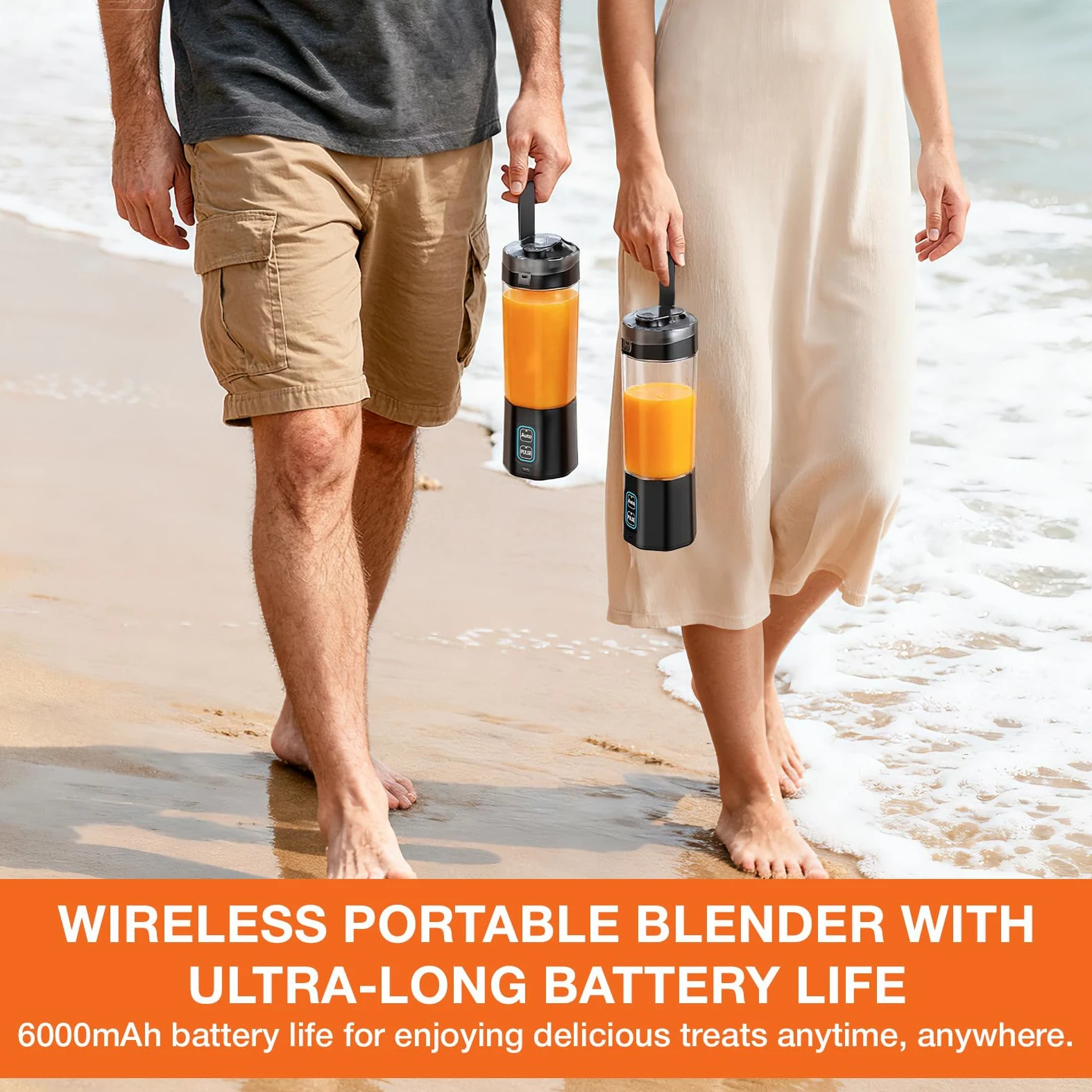 GVODE Batidora Portátil Vaso de Mano, 700ml Licuadora Inalámbrica con Batería 6000mAh, 360W para Triturar Hielo, Smoothies y Proteinshakes, Carga USB-C, IPX8 Resistente al Agua